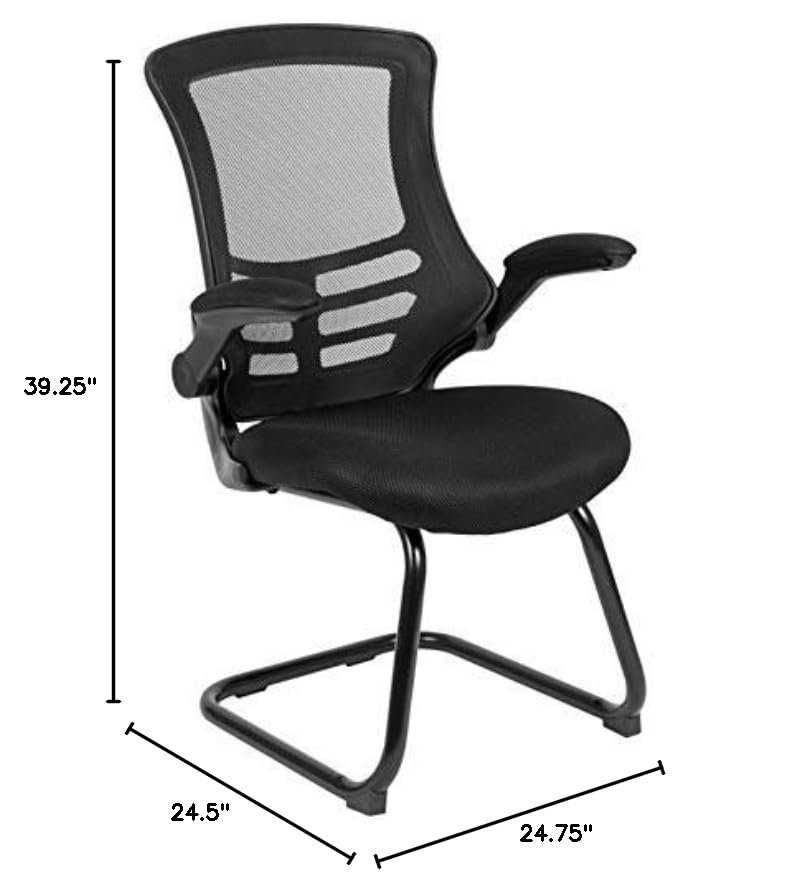 UrbanPro Modern Mesh Sled Office Side Chair - Ergonomic Black Desk Chair for Home & Office Workspace - Perfect for Computer Desks, Conference Rooms & Study Areas