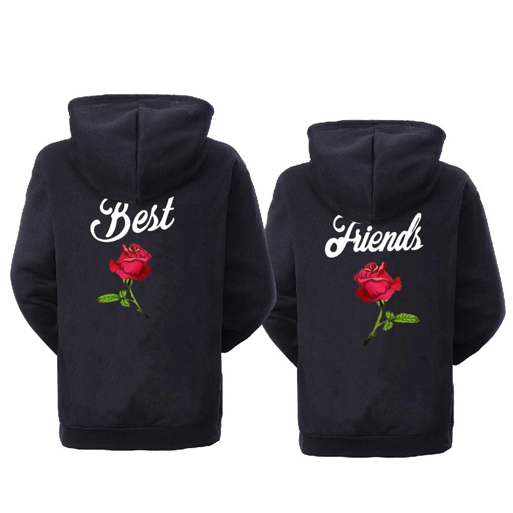 Colevkie Best Friend Hoodies for Women & Teens - Matching BFF Sweatshirts Pullover in Black & White (2-Piece Set) - Perfect for Casual Outings, Sleepovers, and Gift Giving