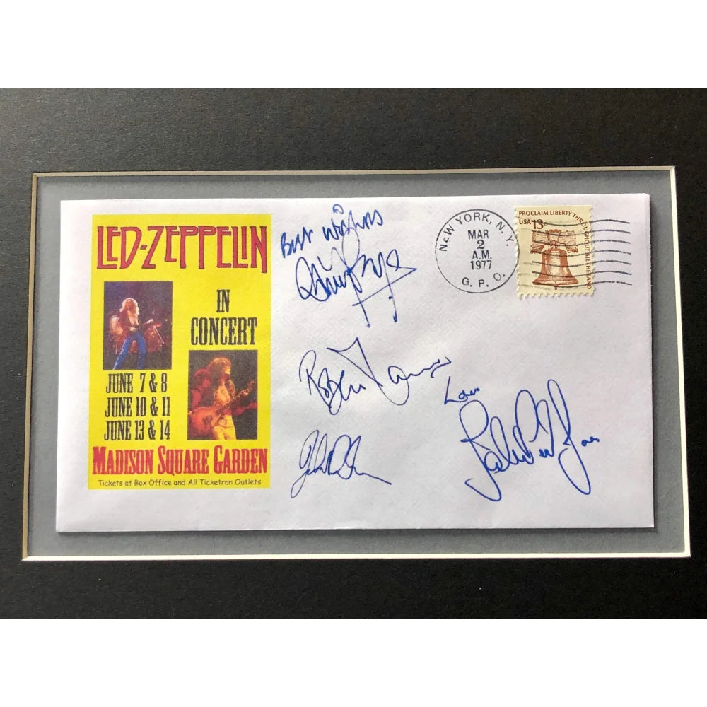 Led Zeppelin Framed Concert Memorabilia - Authentic Chicago Stadium Ticket Collage with Autographs - Perfect for Music Fans & Rock Collectors - Home Decor, Gift Idea, Man Cave Display