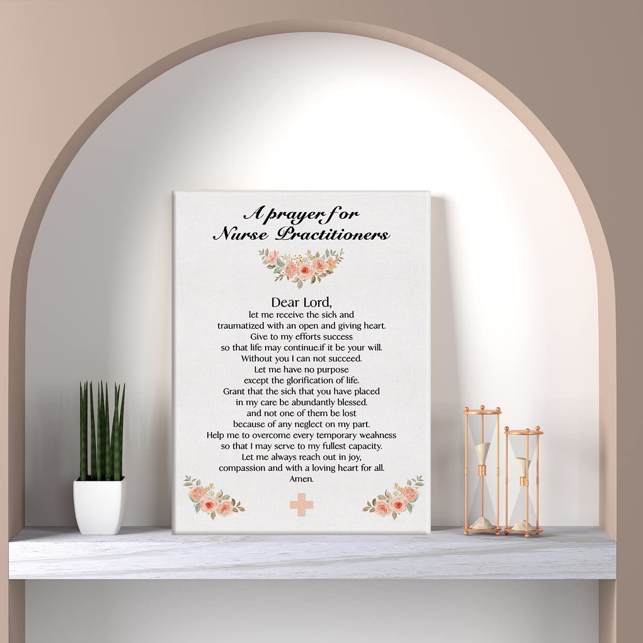 Nurse Practitioner Prayer Canvas Print - Motivational NP Wall Art Decor, Inspirational Framed Painting for Home & Office - Perfect for Exam Rooms, Clinics, or Gift for Healthcare Professionals