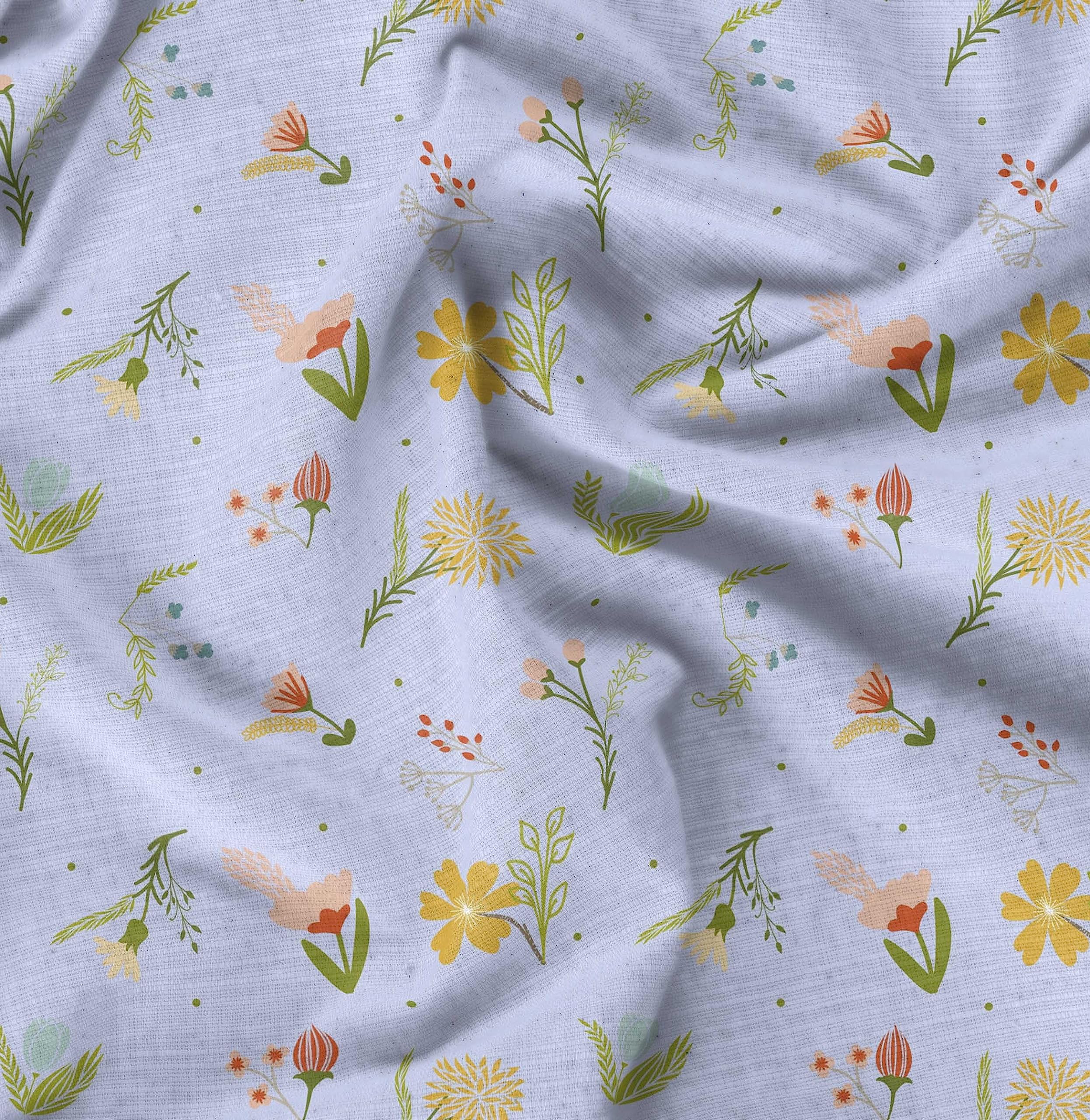 Soimoi Moss Georgette Blue Fabric by The Yard - 42 Inch Wide Printed Fabric with Artistic Leaf & Floral Pattern for Dresses, Scarves, Home Decor & DIY Fashion Projects