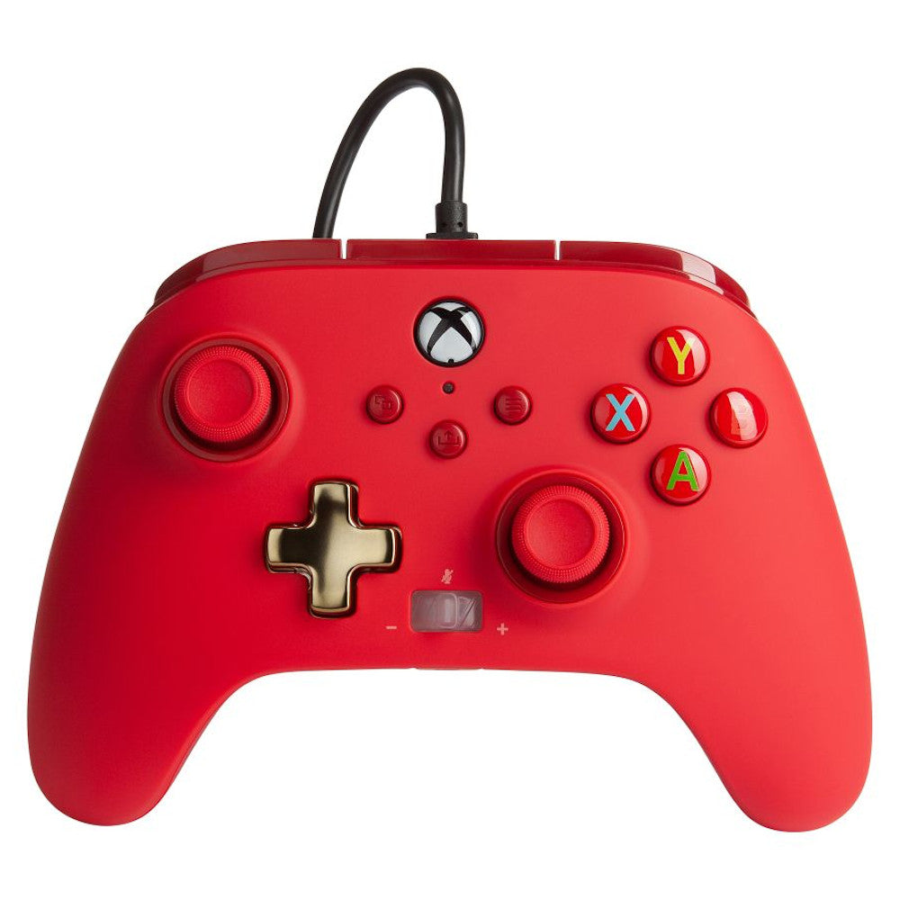 PowerA Xbox Series X|S Enhanced Wired Controller - Bold Red Gaming Pad with Dual Vibration Motors & 3.5mm Audio Jack - Perfect for Competitive Gaming & Long Play Sessions