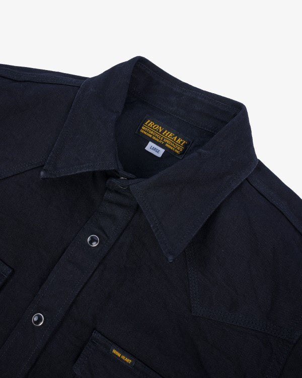 Iron Heart IHSH-396 13.5oz Heavyweight Denim Western Shirt for Men - Black - Durable Workwear & Casual Style for Outdoor Adventures and Everyday Wear