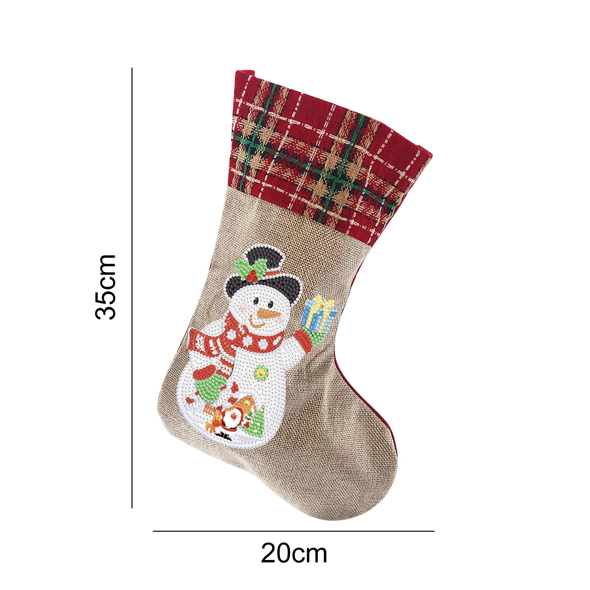 LUSandy DIY 5D Diamond Painting Christmas Stockings - 14 Inch Snowman & Gift Diamond Art Candy Bags for Xmas Fireplace Decor | Holiday Party Hanging Stockings for Family Christmas Decoration | Perfect for Home, Office & Gift Giving