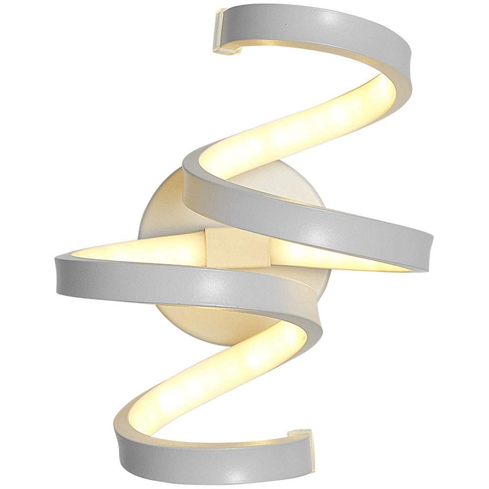 Modern LED Wall Lamp Spiral Aluminum Sconce - 24W Tri-Tone Adjustable Light (3000K) for Bedroom, Living Room, Study, Cafe & Corridor - Energy-Efficient Indoor Reading Light (Size A)