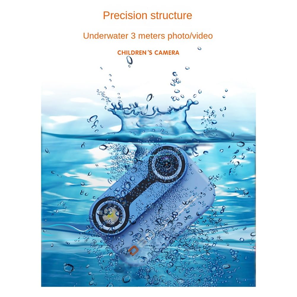Pintoc Waterproof Kids Camera - 3M Underwater Dual Lens Action Camera for Swimming, Snorkeling & Outdoor Adventures (Blue) - Perfect for Beach Trips, Pool Parties & Family Vacations