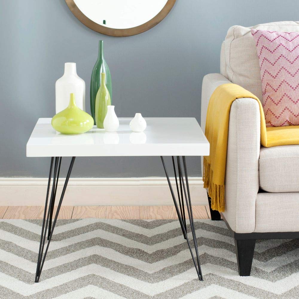 Safavieh Wolcott Mid-Century Modern Coffee Table - White & Black Wooden Accent Table for Living Room, Lounge & Office Decor