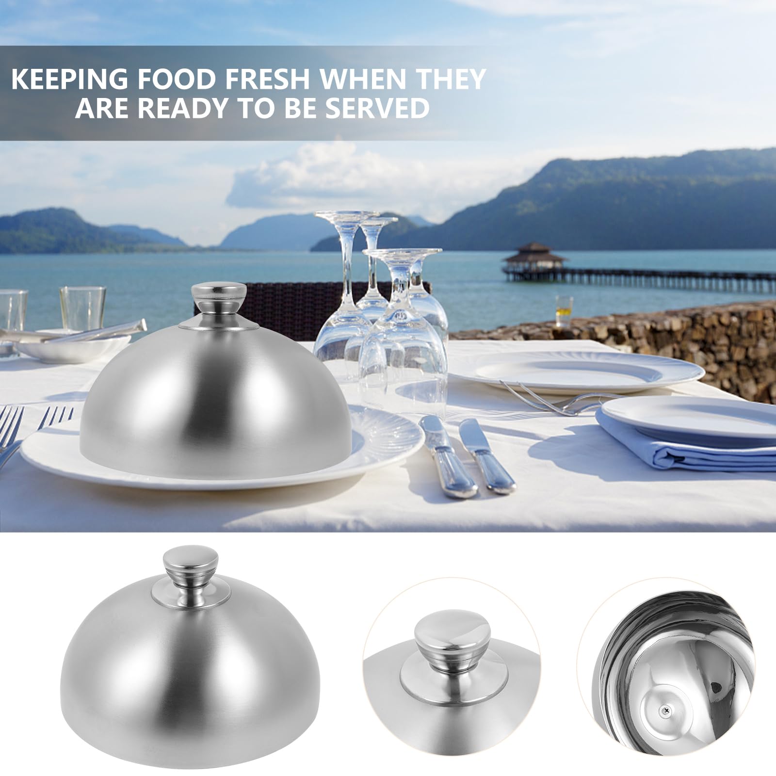Hemoton 10 Inch Stainless Steel Food Cover - Cheese Melting Dome, Steak Cover, Basting Lid for Flat Top Griddle - Perfect for Restaurants & Home Kitchens (Great for Melting Cheese, Steaming Food & Keeping Dishes Warm)
