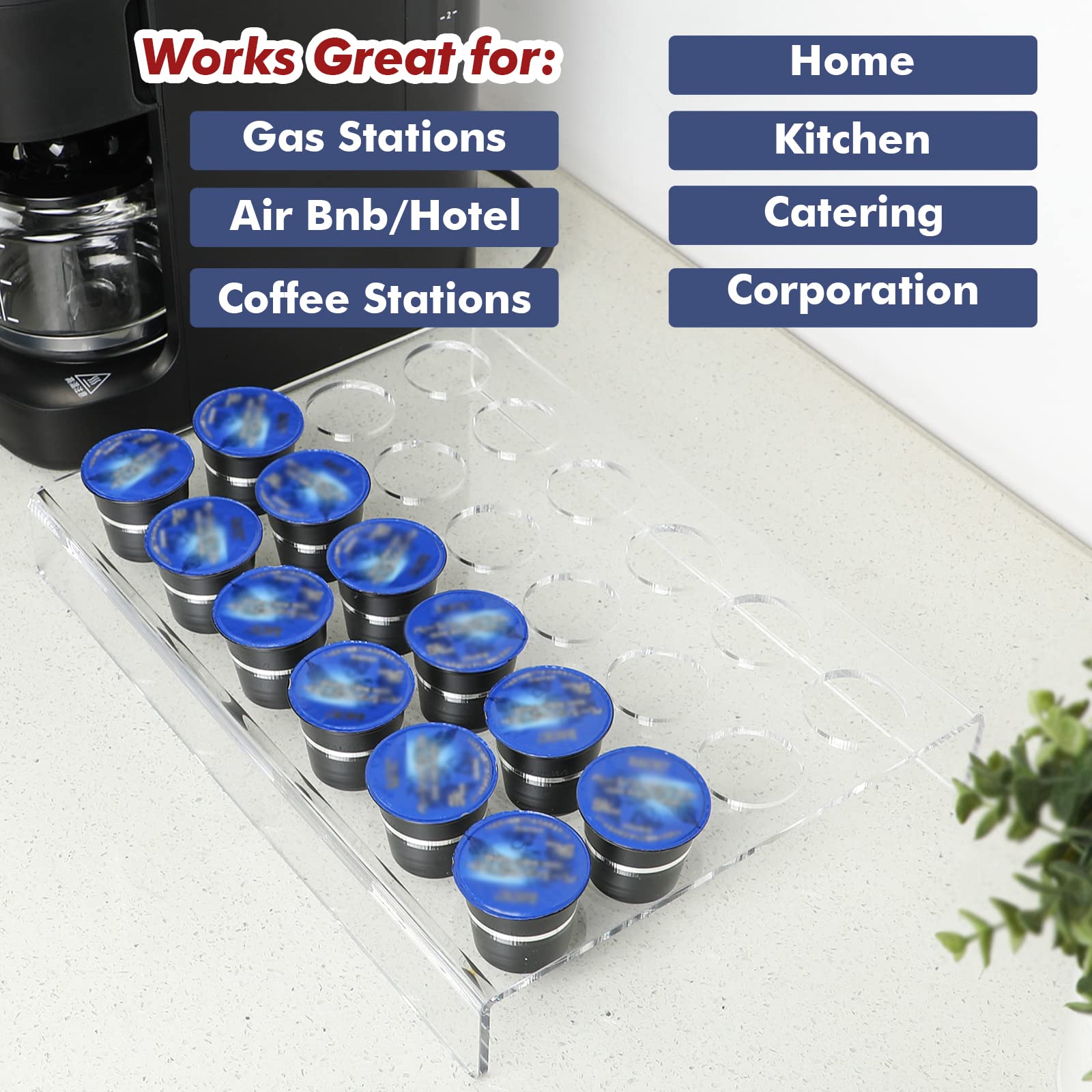 Clear Acrylic K-Cup Drawer Organizer - Holds 24 Coffee Pods for Keurig - Perfect for Kitchen Countertops
