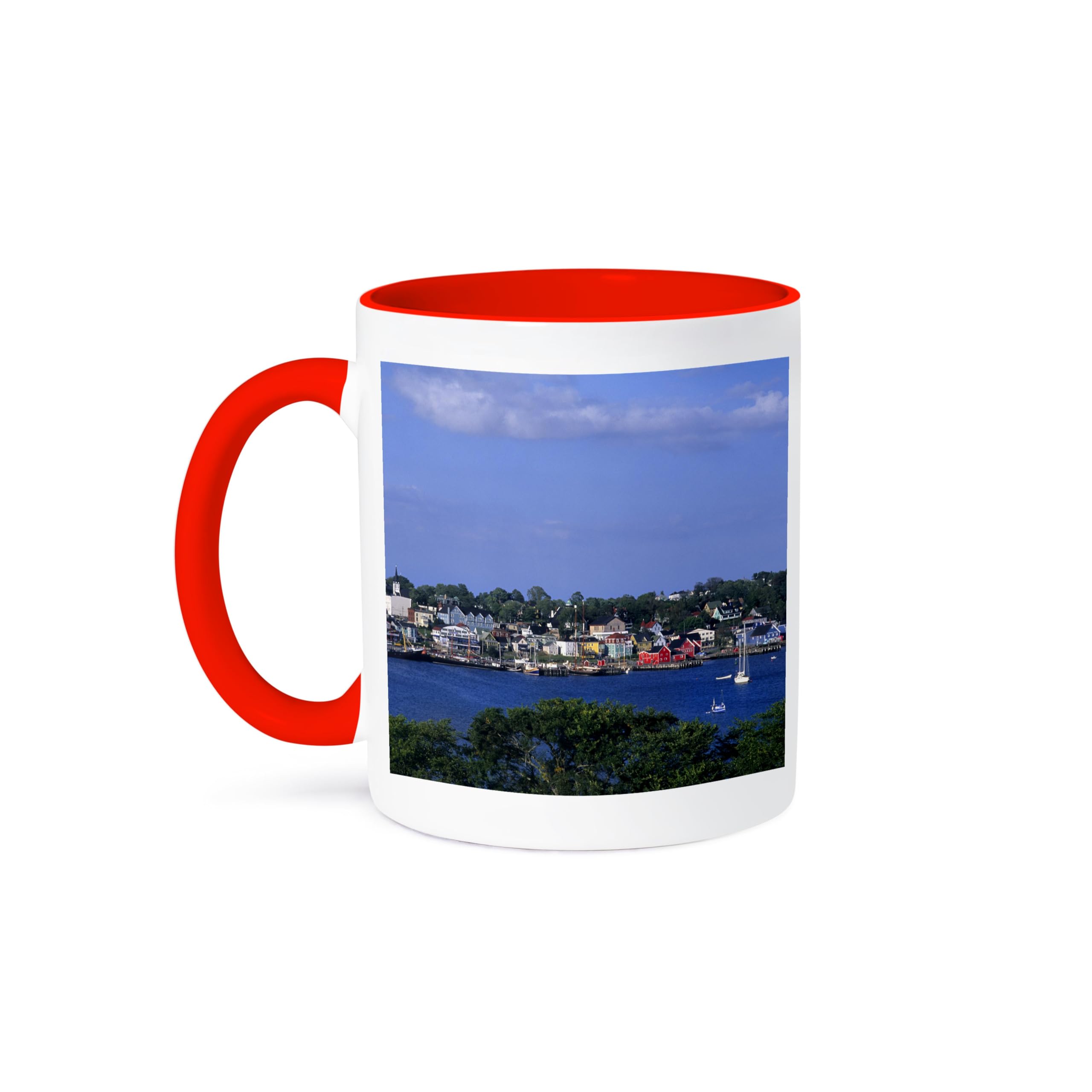 3D Rose 11oz Two-Tone Red and White Ceramic Coffee Mug - Perfect for Home, Office, or Gift Giving