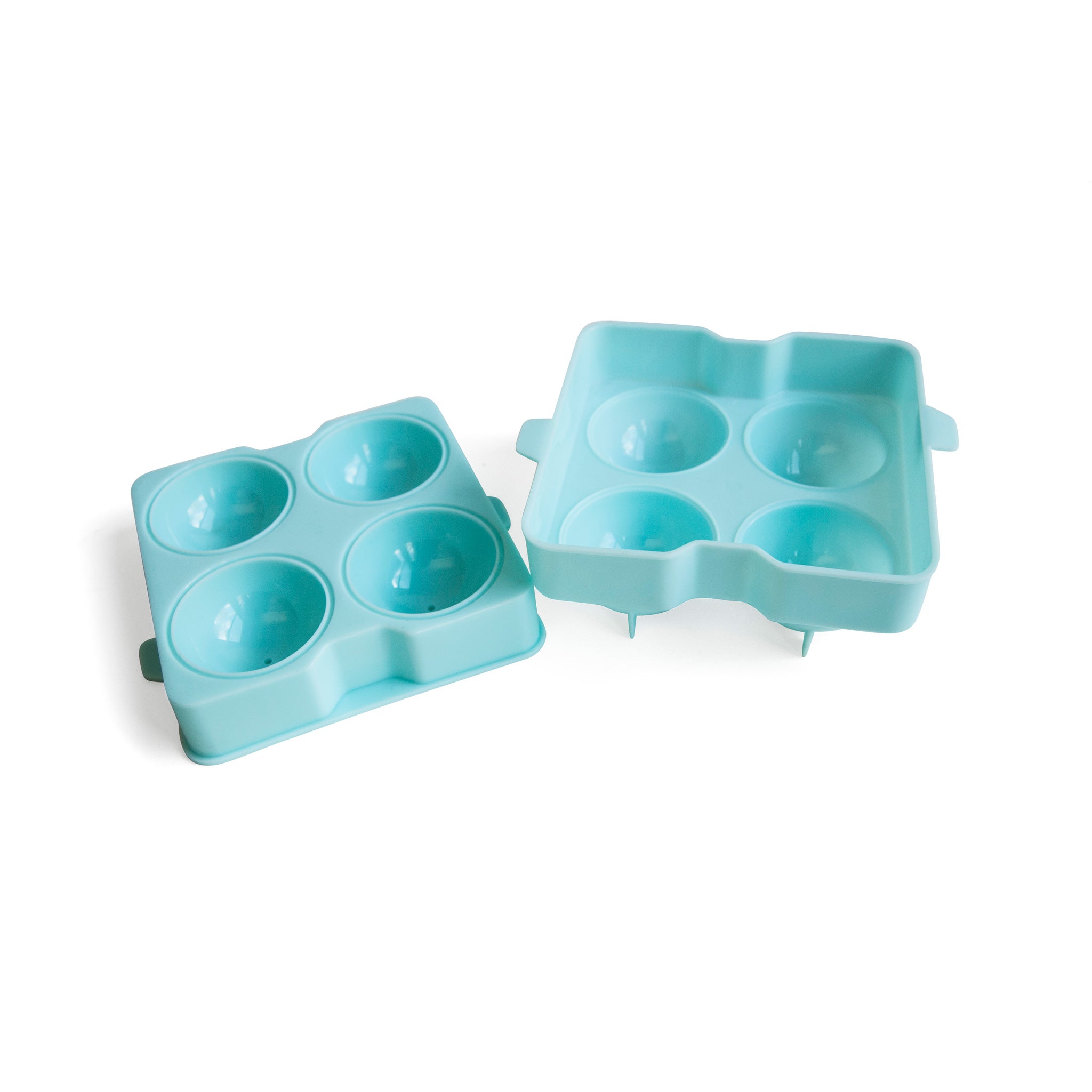2-in-1 Ice Ball Mold Set - Premium Food Grade Plastic - Perfect for Whiskey, Cocktails & Home Bars (Blue)