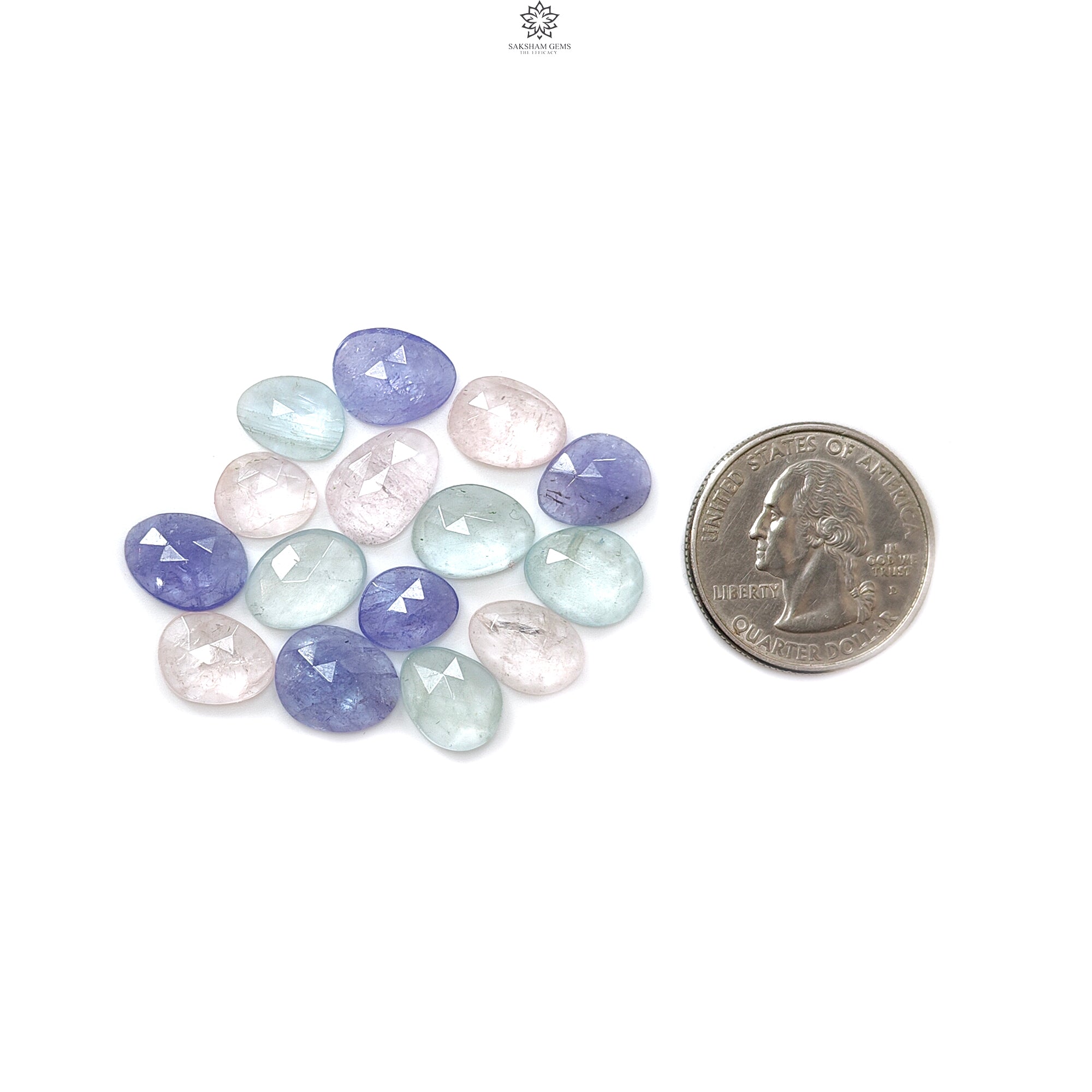 Natural Untreated Rose Cut Gemstone Slices - Garnet, Chrome Diopside, Moonstone, Tanzanite, Morganite & Aquamarine | Fancy Shape Faceted Lots for Jewelry Making, Wire Wrapping & Crystal Healing