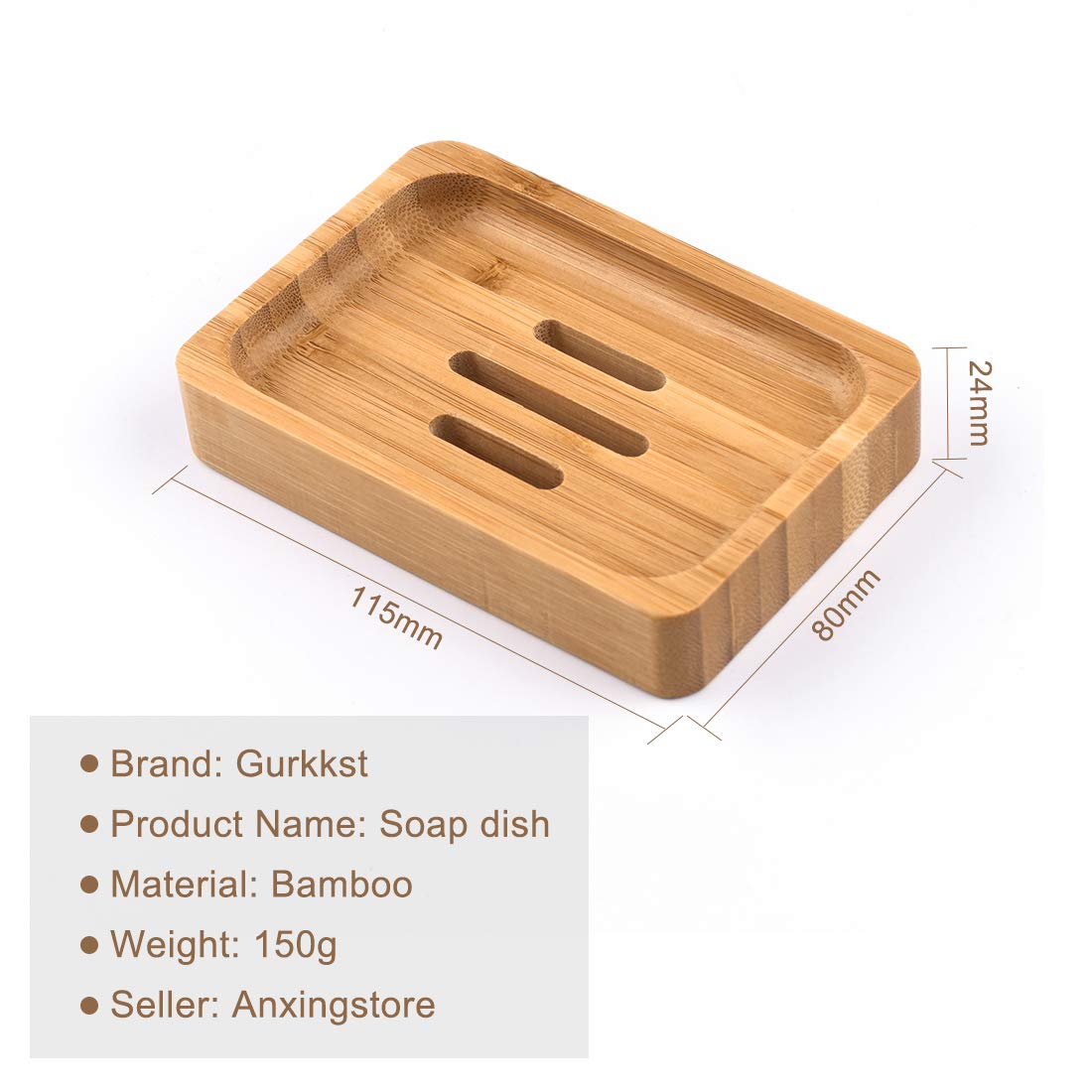 Natural Bamboo Soap Dish Holder - 2 Pack Wooden Soap Tray for Bathroom & Shower - Handcrafted Soap Storage Container for Soap, Sponges & More - Perfect for Spa, Guest Bath & Eco-Friendly Homes