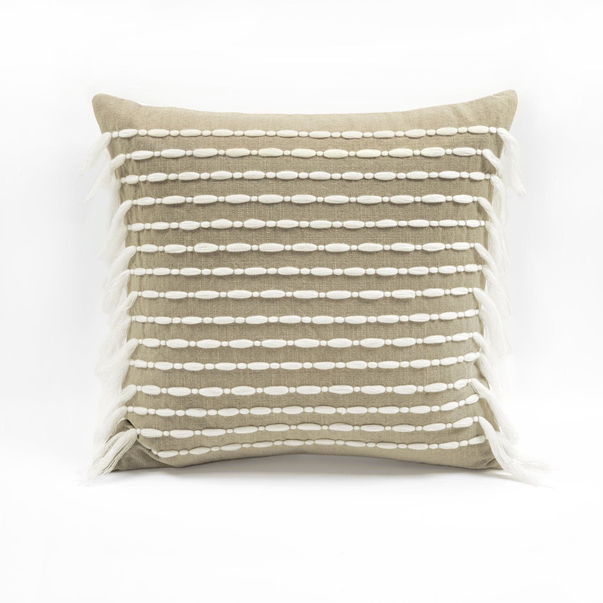 Elegant Linear Tassel Decorative Throw Pillow Cover - Boho Chic Home Decor for Sofa, Bed & Living Room