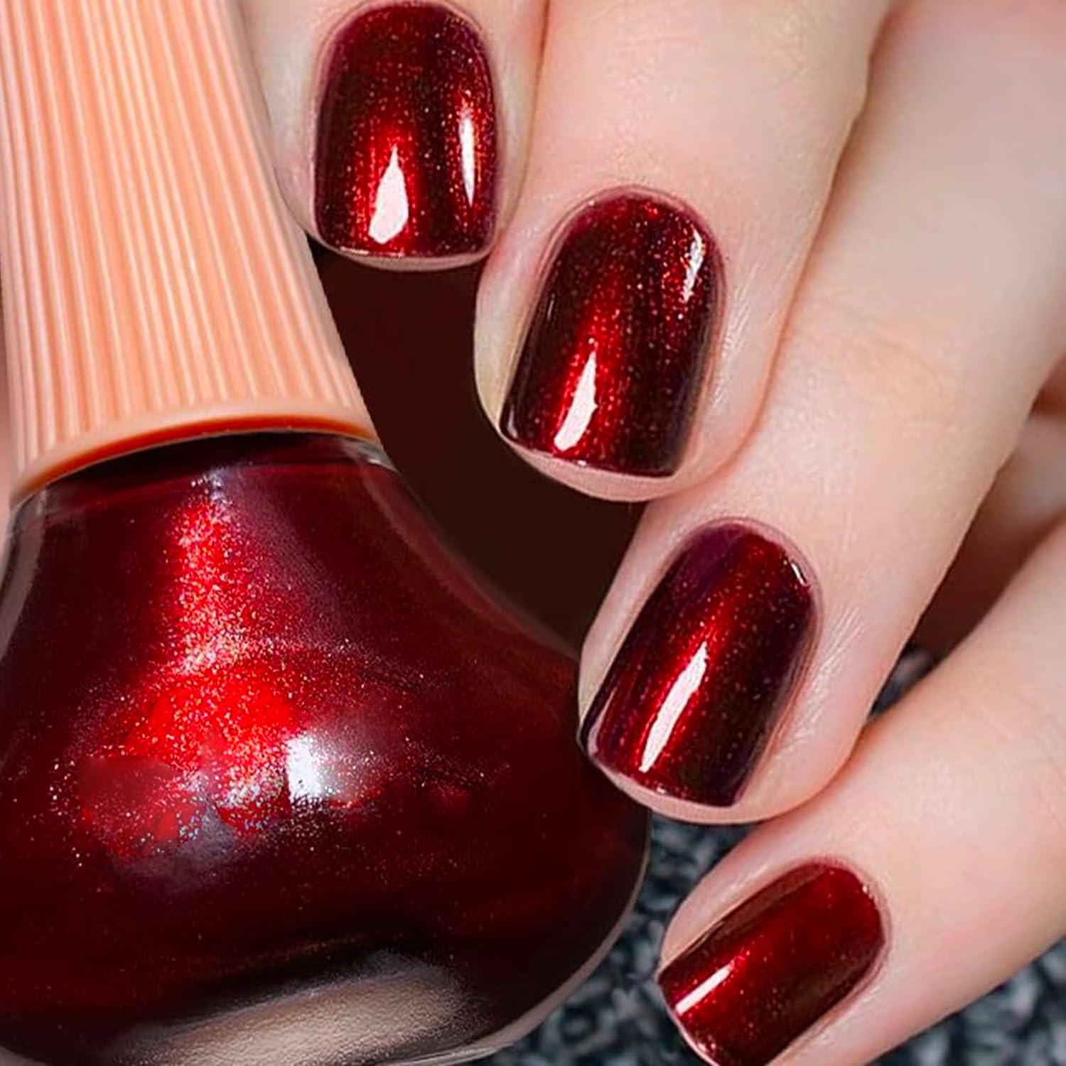 COSMOO Wine Red Nail Polish - 12ml Burgundy Quick Dry Nail Lacquer with Shimmer Finish | Long Lasting Ultra Chrome Nail Enamel for Women | Perfect for Parties, Weddings & Special Occasions (0.41 fl oz)