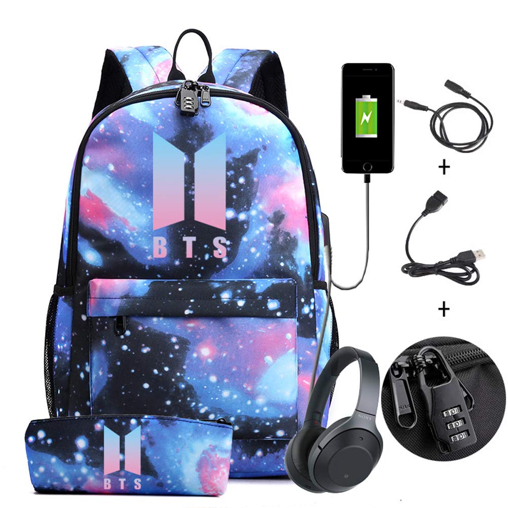 WZCSLM Anti-Theft Slim Laptop Backpack with USB Charging Port & Audio Cable - Water Resistant Travel & Business Backpack for College, School, Work - Perfect Gift (Starry Sky) - Ideal for Commuting, Business Trips & Campus Life