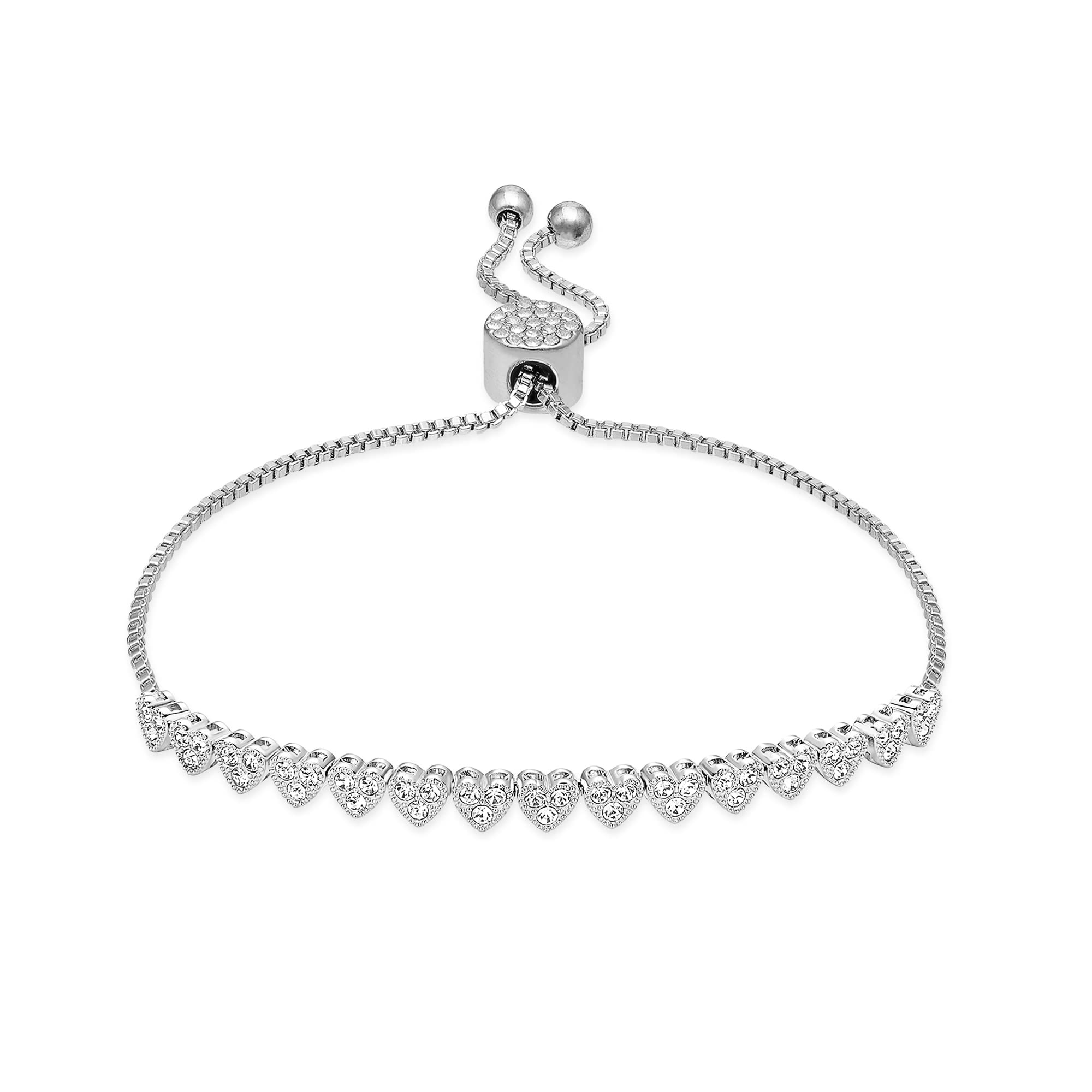 INSPIRED VOICES Adjustable Slider Lariat Tennis Bracelet for Women - Rhinestone Crystal Fashion Jewelry in Blue, Pink, Purple | Perfect for Parties, Weddings & Everyday Wear