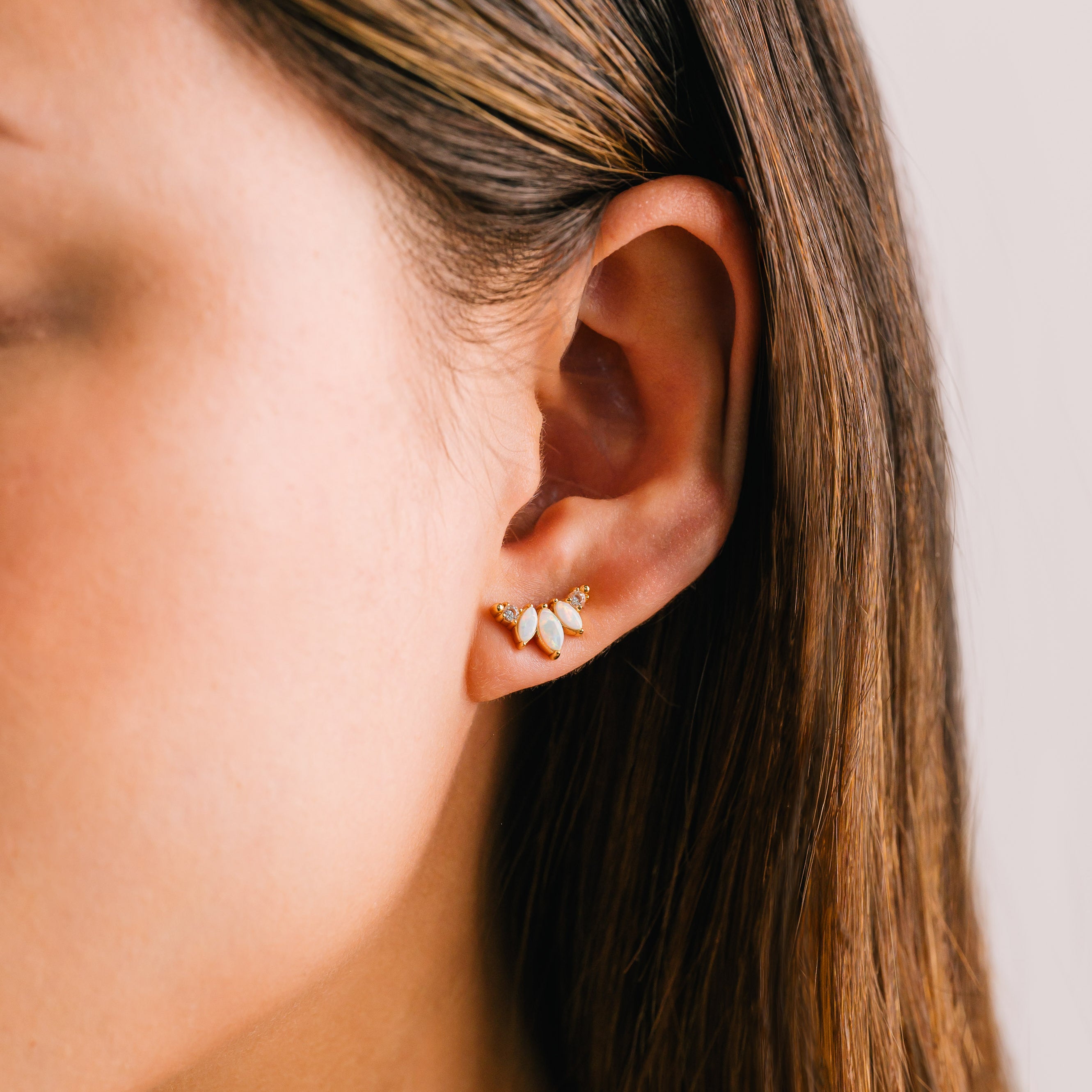 Exquisite Marquise Opal Climber Earrings – Dainty Silver Jewelry for Women | Perfect for Weddings, Parties & Special Occasions