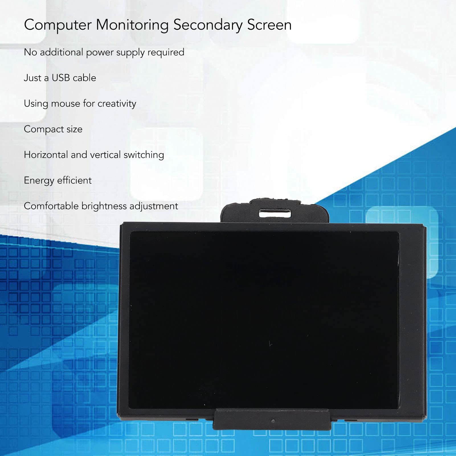ANKROYU Computer Monitoring Secondary Screen - SECC Board PC Case Display with Auto Shutdown | IPS LCD Screen for Laptop, Desktop & Phone | Perfect for Gaming, Office Work & System Monitoring