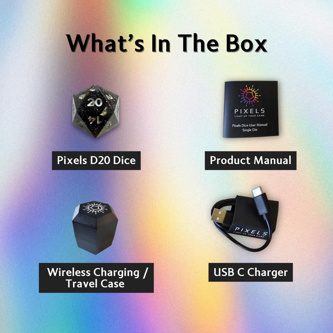 RGB Polyhedral Electronic Dice - D20 (Midnight Galaxy) with App-Controlled Light Effects & Sound, Wireless Charging, Bluetooth VTT Connectivity - Perfect for DND, RPG Games and Tabletop Adventures