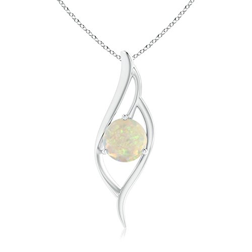 Angara Natural Opal Angel Wing Bypass Pendant in Sterling Silver / 14K Solid Gold / Platinum | October Birthstone Jewelry, Birthday Gift, Engagement Ring, Anniversary Present, Wedding Jewelry for Women | Perfect for Everyday Wear, Special Occasions & Gift Giving