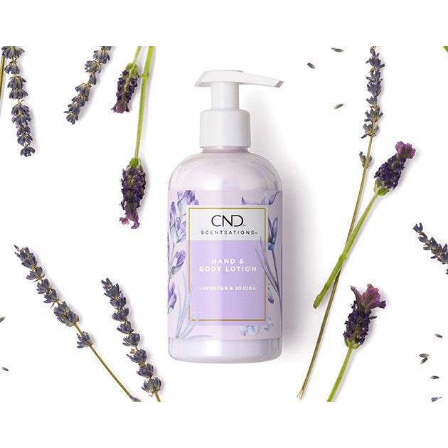 CND Scentsation Lavender & Jojoba Moisturizing Lotion 8.3 fl oz - Soothing Hand & Body Cream for Dry Skin, Relaxing Aromatherapy, Spa & Nighttime Use