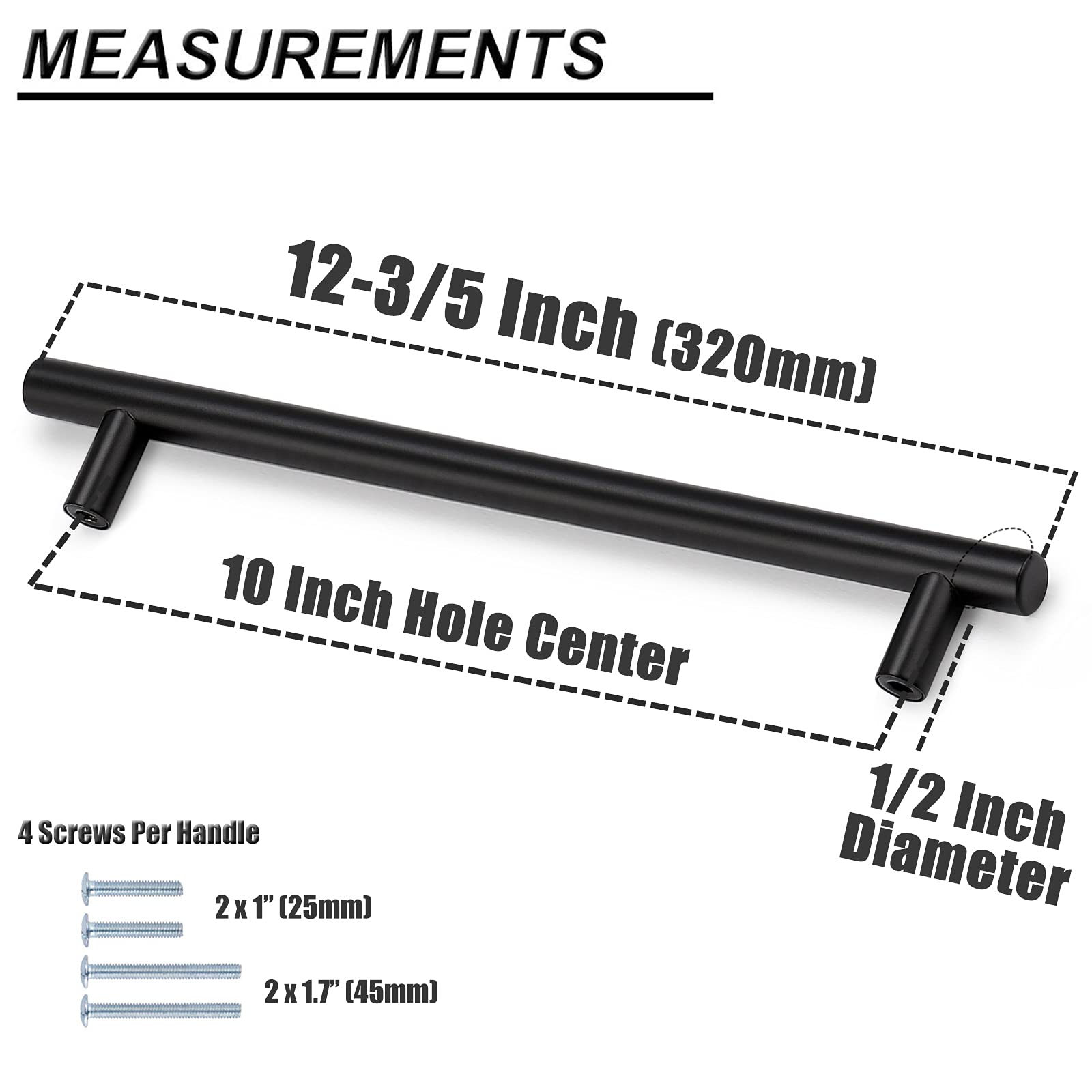 Probrico 200 Pack 10 Inch Black Modern Cabinet Handles - T Bar Pulls for Kitchen Cabinets, Dressers & Cupboards | Durable Hardware for Home & Office Furniture