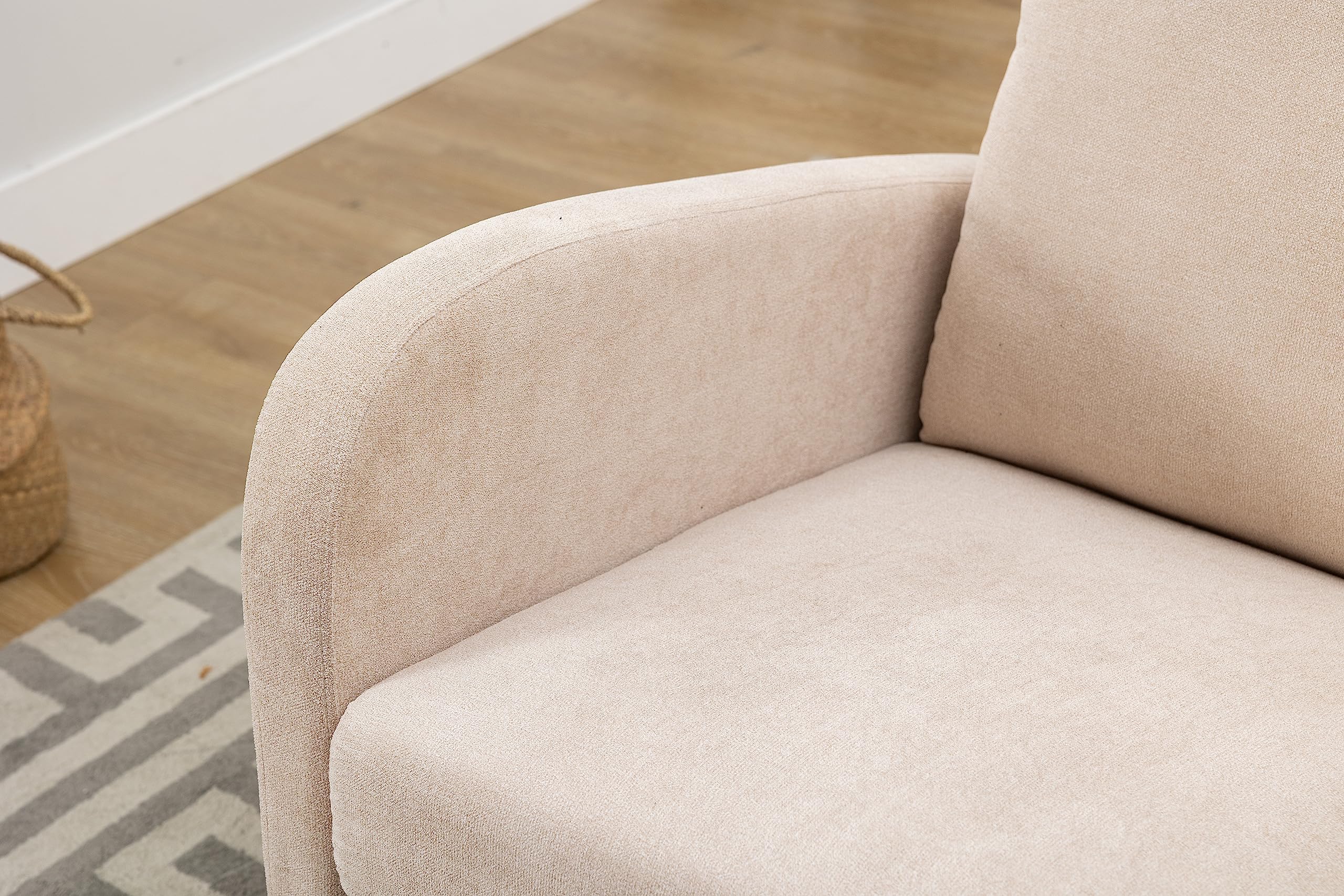 Modern Double Rocking Chair - Oversized Nursery Glider with High Backrest & Side Pocket, Extra Wide Rocking Sofa for Living Room, Bedroom & Nursery - Perfect for Breastfeeding, Reading Nook & Relaxation (Beige)