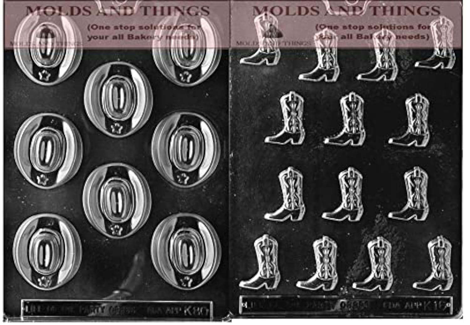 Cowboy Hat & Boot Chocolate Candy Molds Set - Clear Plastic, Durable & Reusable for DIY Candy Making - Includes Step-by-Step Instructions - Perfect for Birthday Parties, Holiday Gifts & Baking Decorations