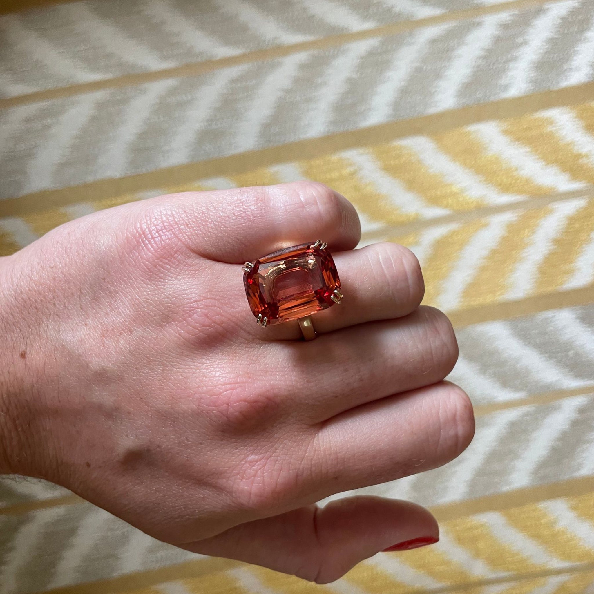 14K Yellow Gold Imperial Topaz Ring - 28ct Genuine Gemstone Jewelry for Women, Perfect for Engagement, Anniversary & Special Occasions
