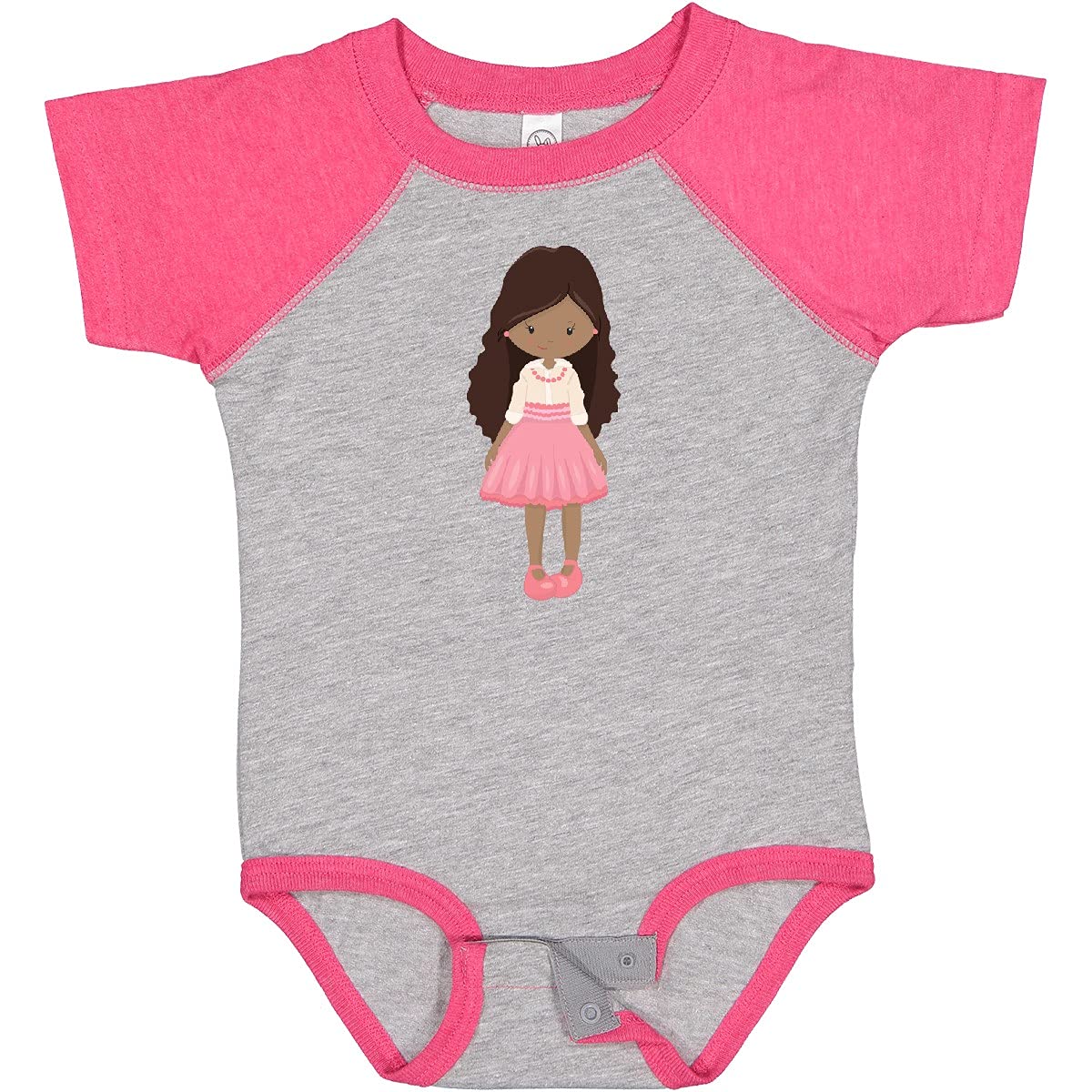 Inktastic African American Girl Fashion Baby Bodysuit with Pink Pearls - Cute Outfit for Infants, Toddler Girls, Birthday & Family Photos