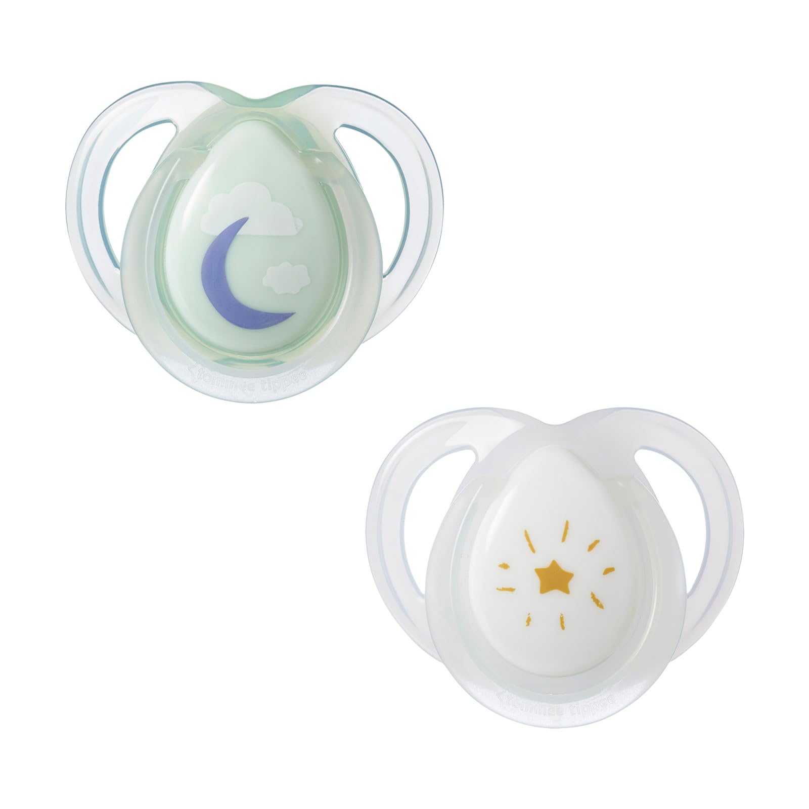Tommee Tippee Glow in The Dark Pacifiers for Babies 0-6 Months - 2 Pack BPA-Free Silicone Nighttime Pacifiers with Reusable Sterilizer Pod - Essential Newborn Soothers for Sleep Training and Comfort
