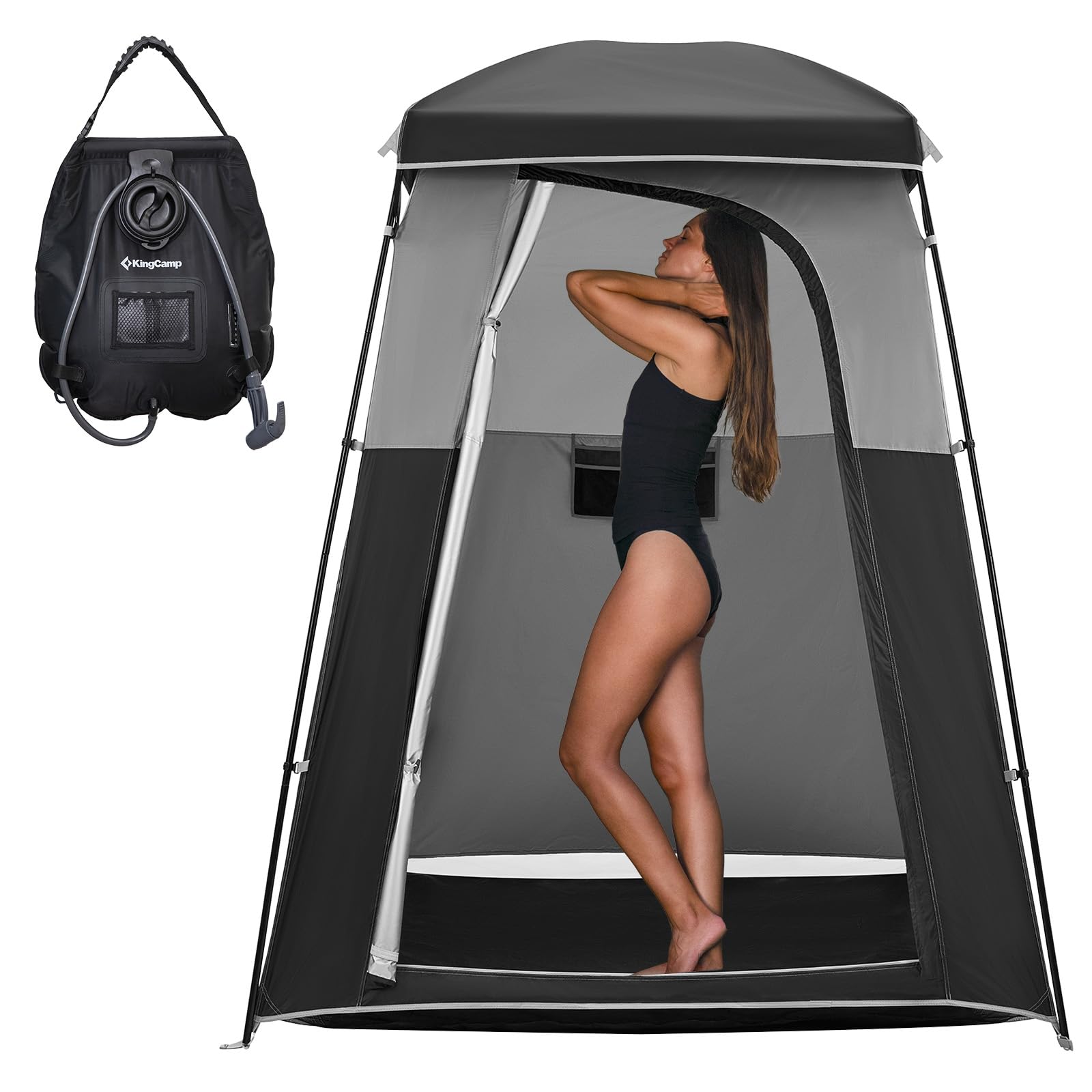 **KingCamp Oversized Camping Shower Tent - Portable Privacy Shelter for Outdoor Showers & Changing Room | Easy Setup, Includes Shower Bag | Ideal for Camping, Beach, RV Trips & Backpacking (1 Room/2 Room Options)**