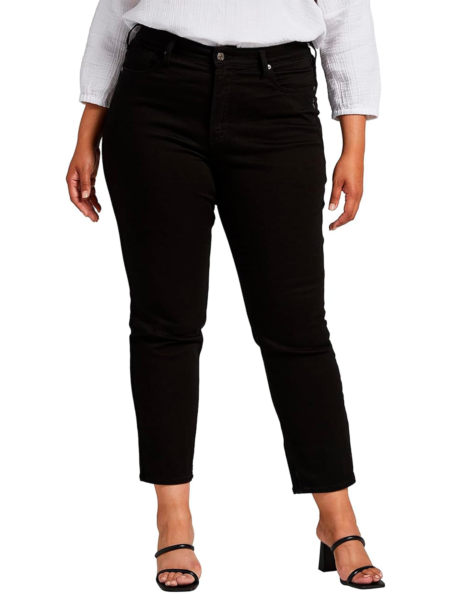 Silver Jeans Co. Women's Plus Size Infinite Fit High Rise Straight Leg Jeans - Comfortable Stretch Denim for Casual Wear & Everyday Outfits