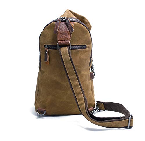 Men's Waxed Canvas Sling Backpack - Crossbody Casual Daypack for Travel, Hiking & Everyday Use