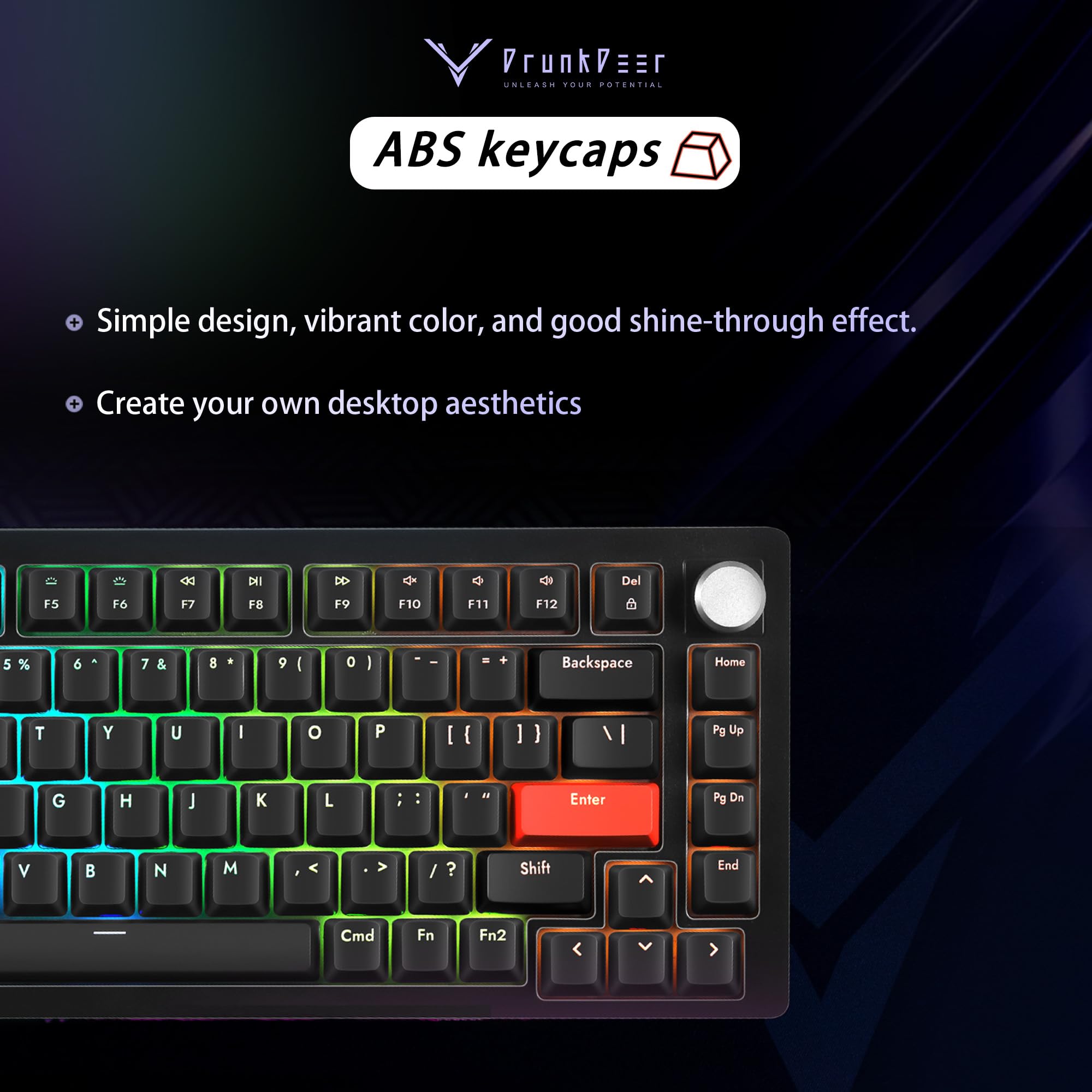 DrunkDeer A75 82-Key Magnetic Switch Gaming Keyboard with Rapid Trigger & Knob - Fastest Mechanical Keyboard for PC, Mac - OEM PBT Shine-Through Keycaps (Orange) - Perfect for Competitive Gaming & Typing
