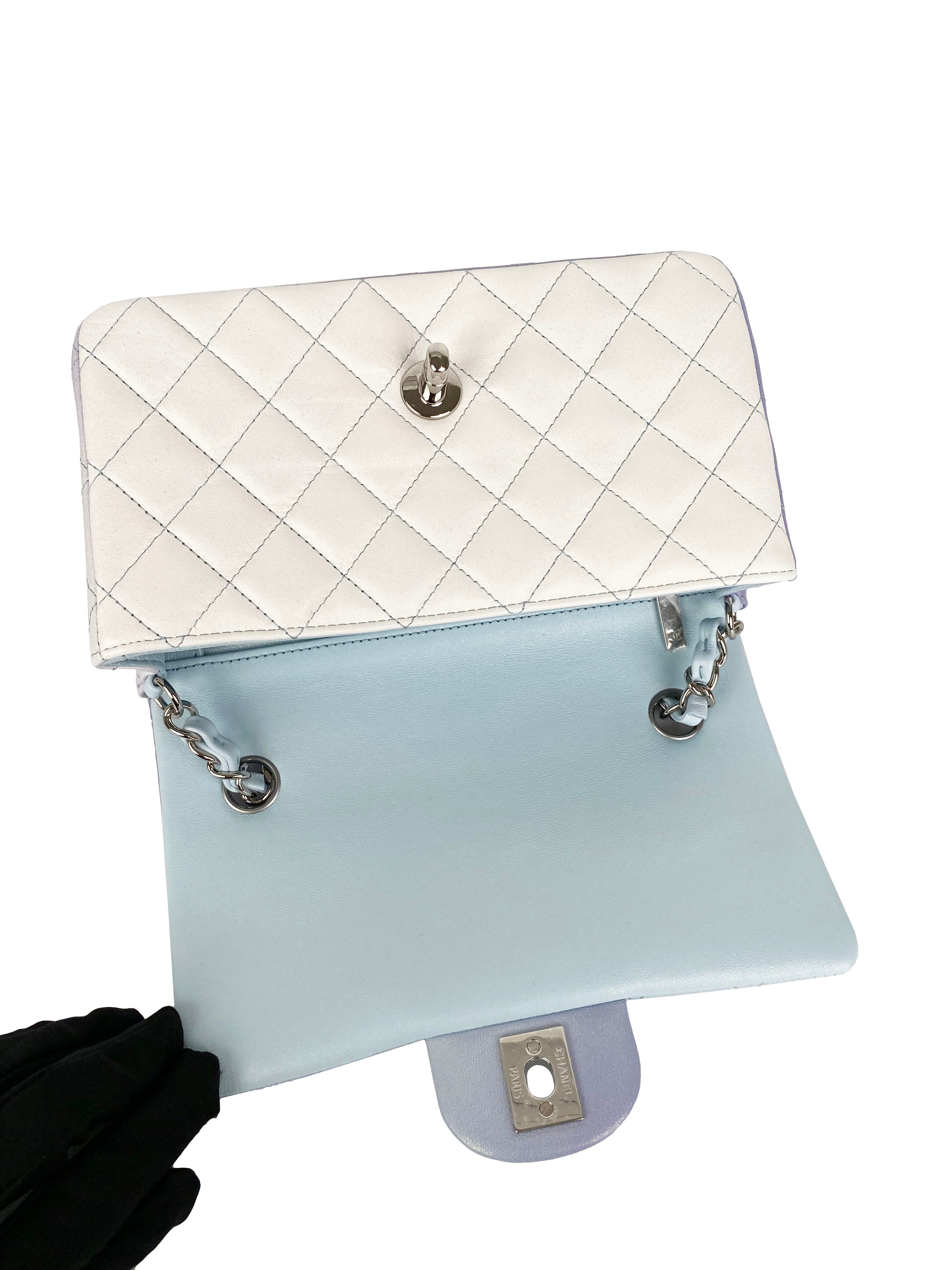 Chanel Glittery Multicolour Mini Classic Flap Bag with Silver Hardware - Luxury Evening Clutch for Parties & Special Occasions