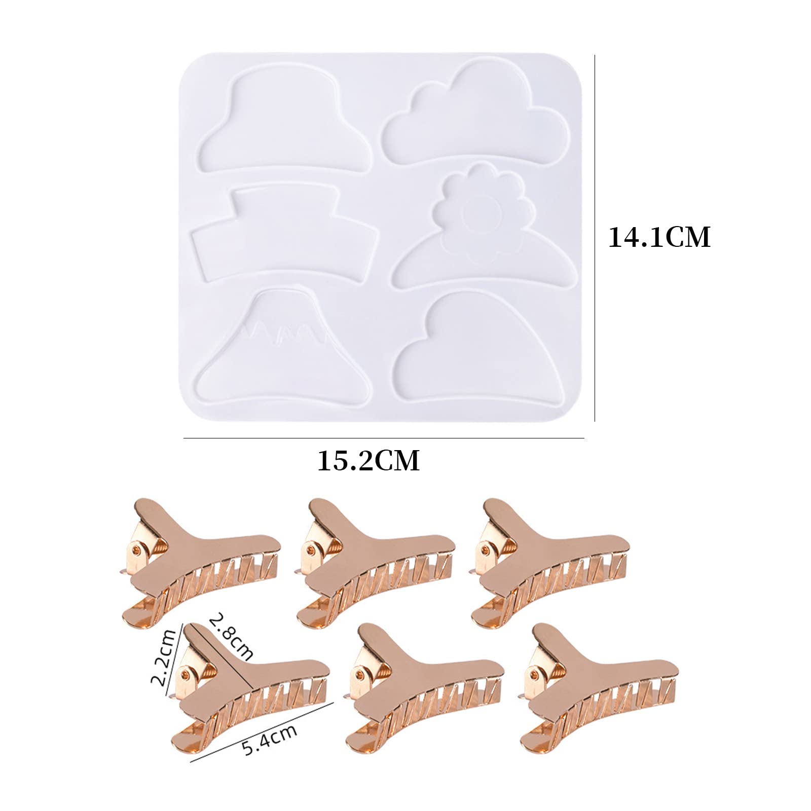 Resin Hair Clip Molds - 6 Pcs Metal Hair Claw Clips & Silicone Molds for DIY Jewelry Making, Epoxy Casting Craft Accessories (Perfect for Hair Accessories, DIY Gifts & Handmade Crafts)