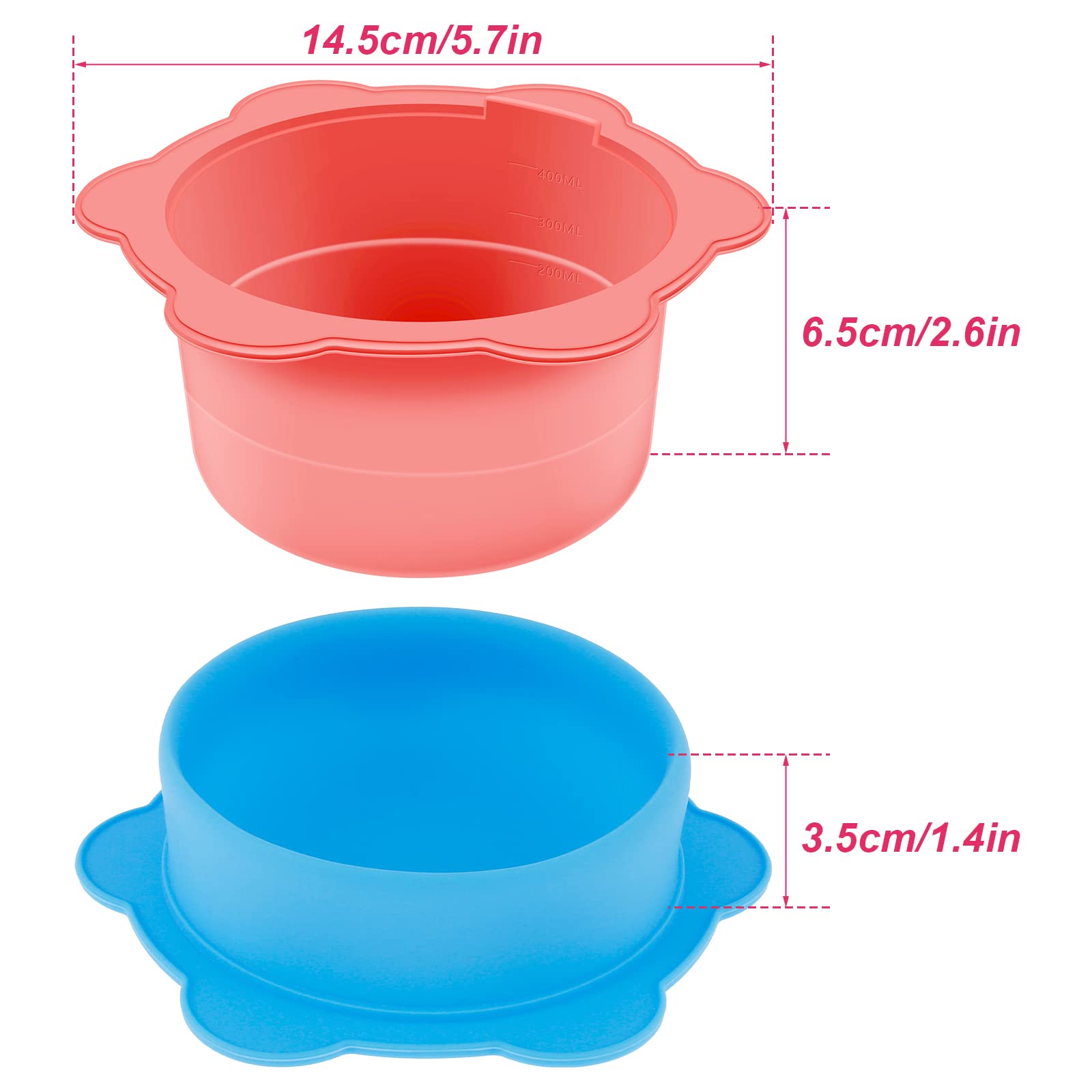 2 Pack Reusable Silicone Wax Warmer Liners with Spatulas - Non-Stick Foldable Wax Melting Bowls for Hair Removal, Fits 16oz Wax Warmers - Perfect for Home Salon, DIY Waxing & Beauty Treatments