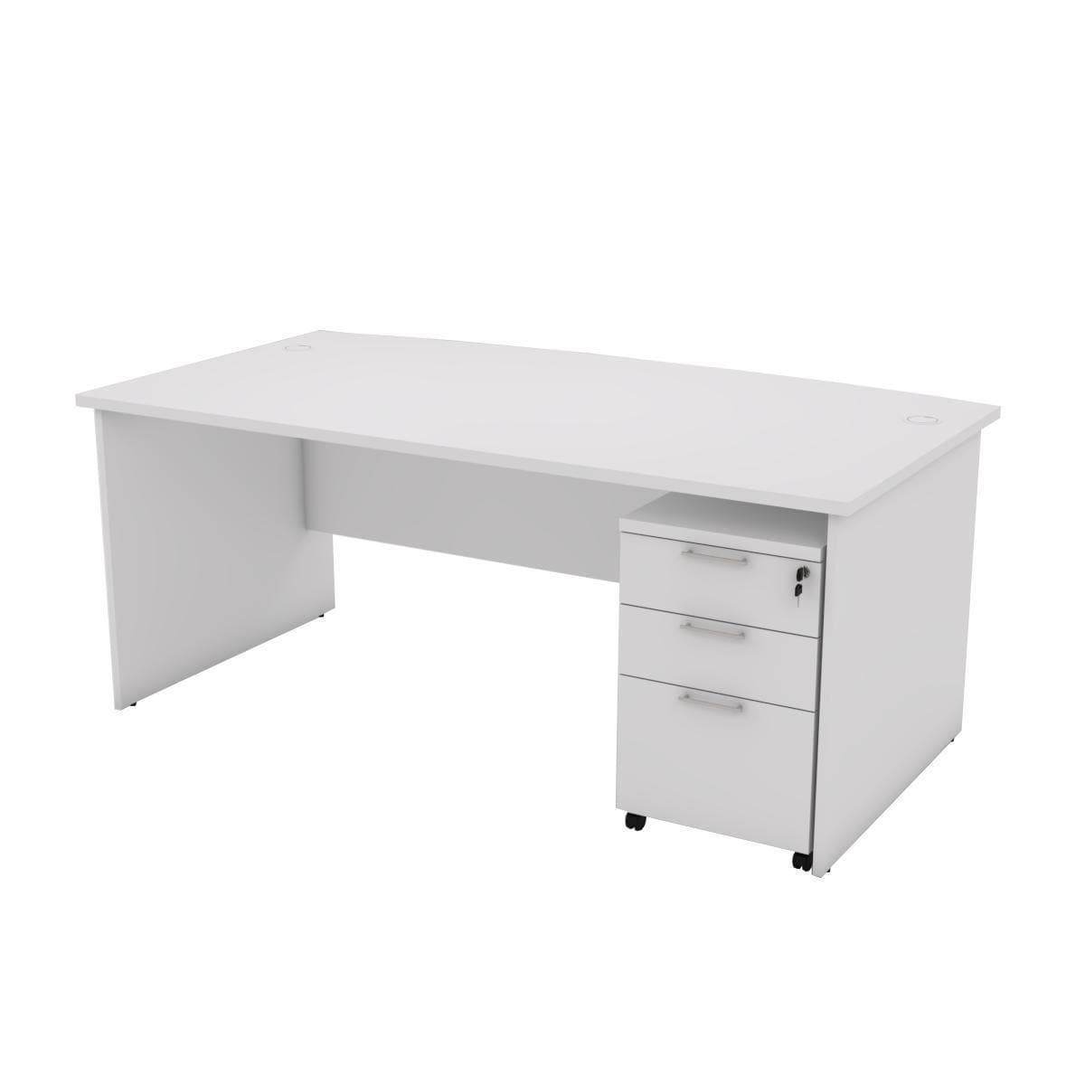 Guinevere 180cm Curved Study Desk with Mobile Pedestal - Perfect for Home Office, Student Study & Small Space Workstations