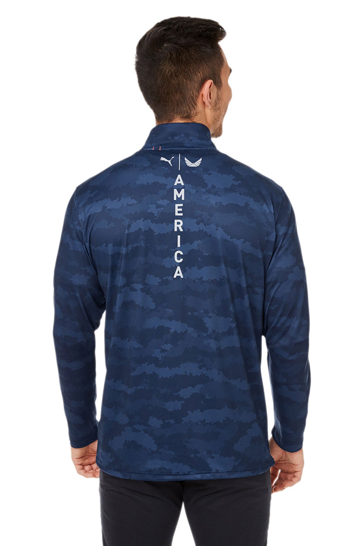Custom Puma Men's Volition Flanked Quarter Zip Pullover - Navy Blazer Blue Athletic Top for Running, Gym & Casual Wear