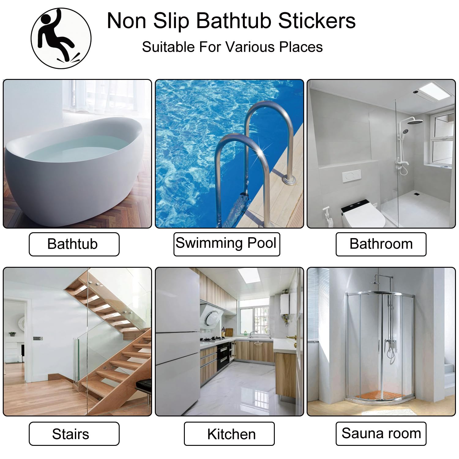 20-Piece Non-Slip Bathtub Stickers with Bright Flower Design - Anti-Slip Shower Stickers for Bathroom Safety - Perfect for Bathtubs, Showers, and Pool Floors to Prevent Slips and Falls