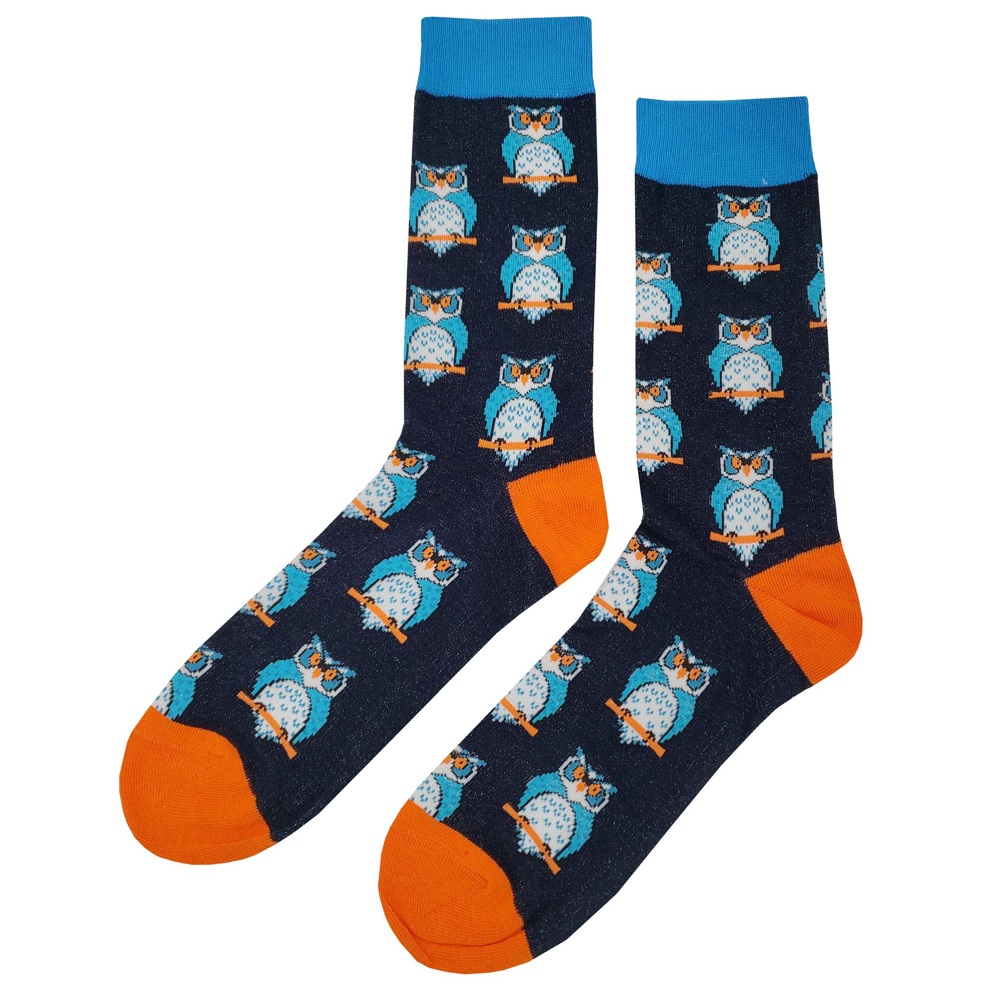 Angry Owl Dress Socks for Men - Funny Novelty Cotton Crew Socks Size 8-12 - Colorful Crazy Fun Design Casual Fancy Socks - Perfect Gift for Him - Great for Office, Parties & Everyday Wear