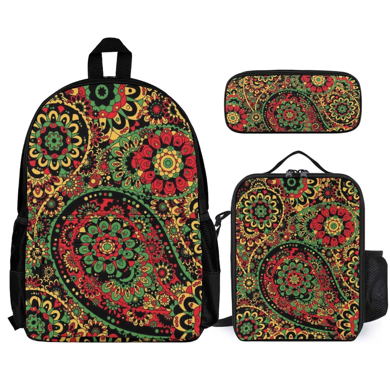 Supdreamc 3-Piece Daypack Set - Large Capacity Shoulder Bag & Backpack for Travel, Running, Hiking - Trippy Floral Paisley Pattern, Lightweight Sport Backpack for Men & Women - Perfect for Gym, Work, School & Outdoor Adventures