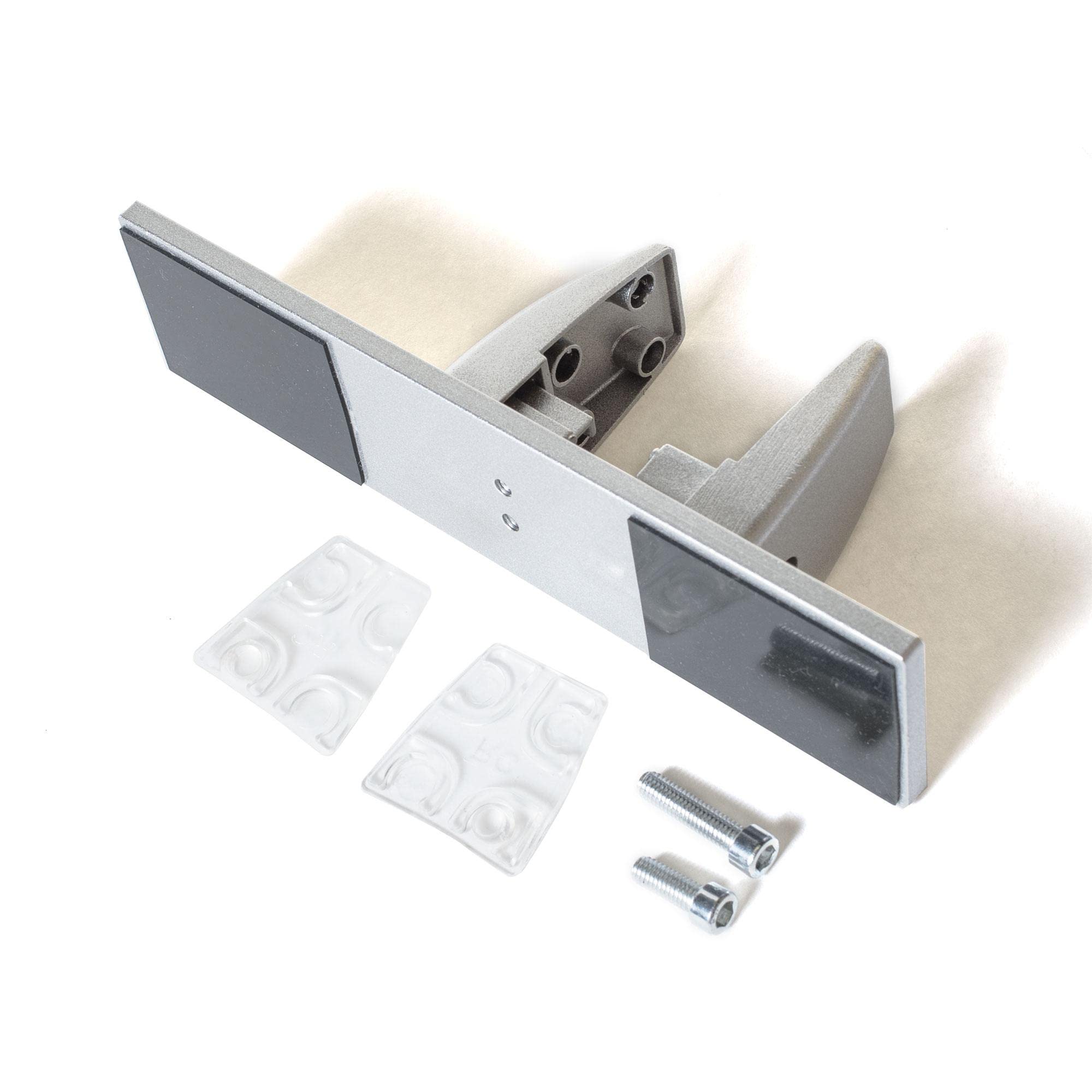 Adjustable Desk Partition Clamp Mount for Acrylic PPE Panels - Silver Aluminum Finish | Office, School, and Workplace Safety Divider Solution