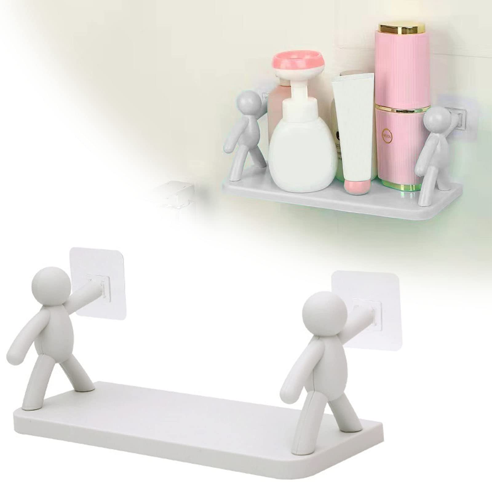 No-Drill Wall Mounted Storage Shelf for Kitchen & Bathroom - Floating Shelves Organizer for Toiletries & Decor (Gray, 1pc) - Perfect for Small Space Organization & Home Decor
