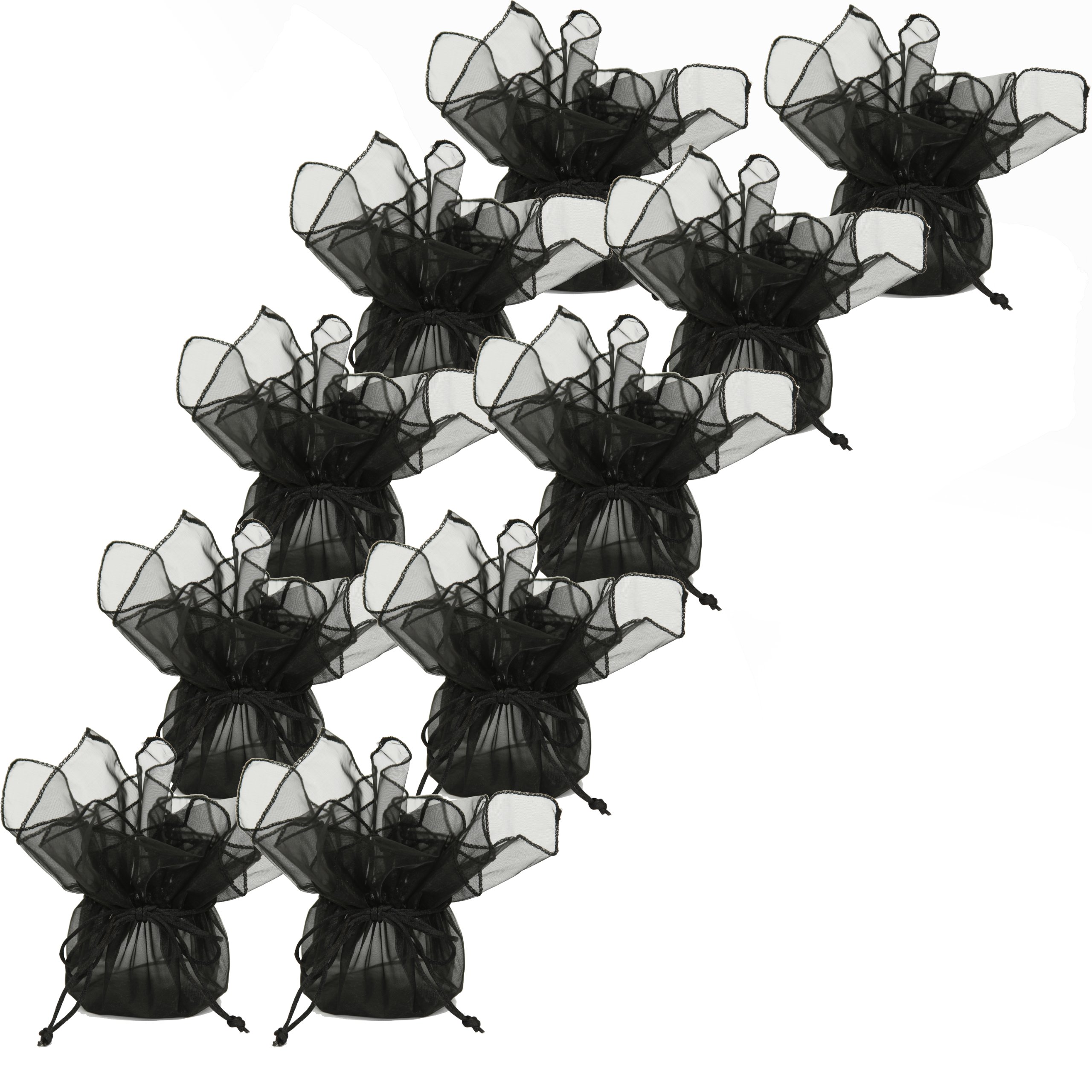 30 Designer Organza Fabric Gift Bags - Elegant Party Favor Pouches for Wedding, Birthday & Baby Shower Gifts - Premium Black Gift Packaging for Jewelry, Candles & Small Items