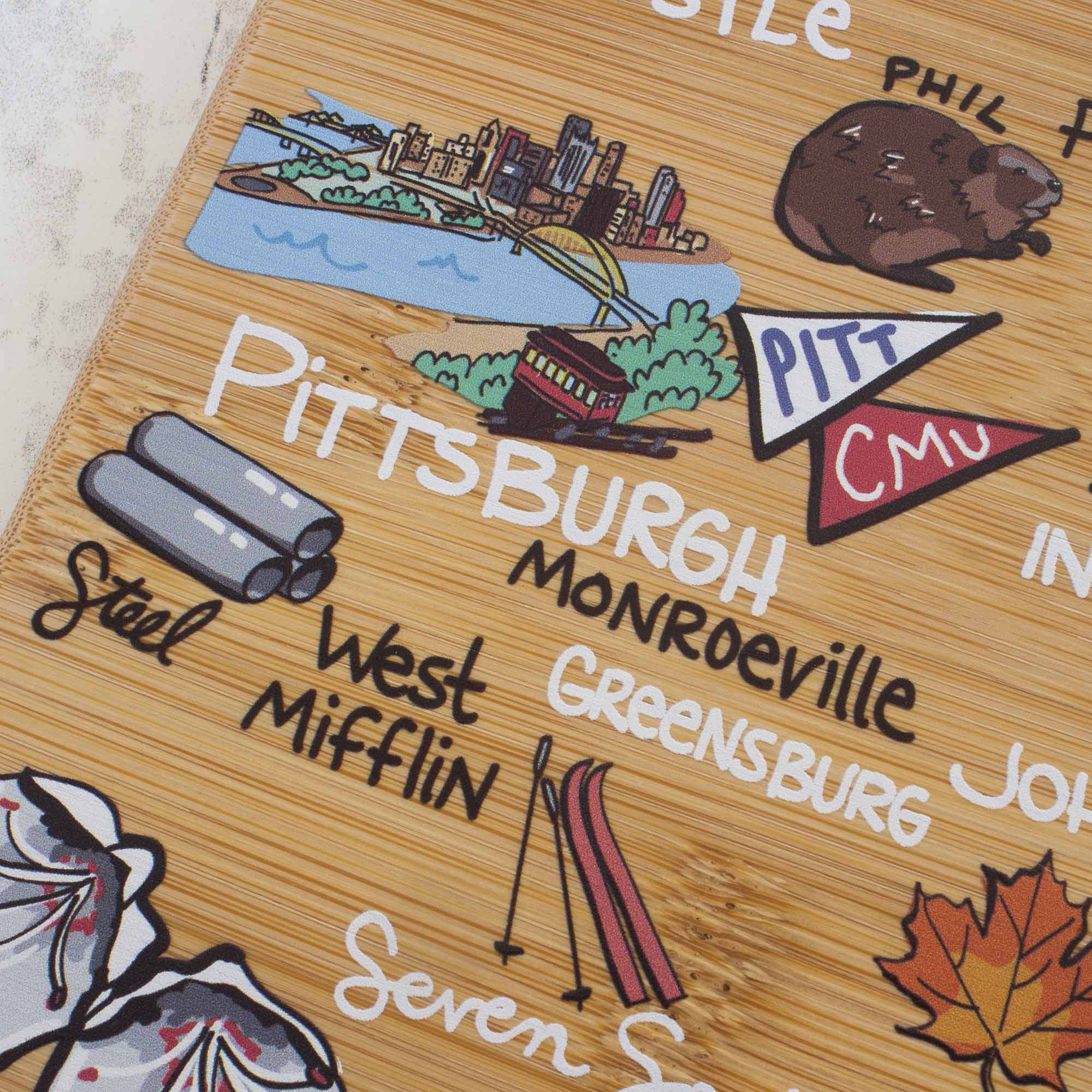 Handcrafted Pennsylvania Wood Cutting Board with Fish Kiss™ Artwork - Durable Kitchen Essential for Chopping, Serving & Decor