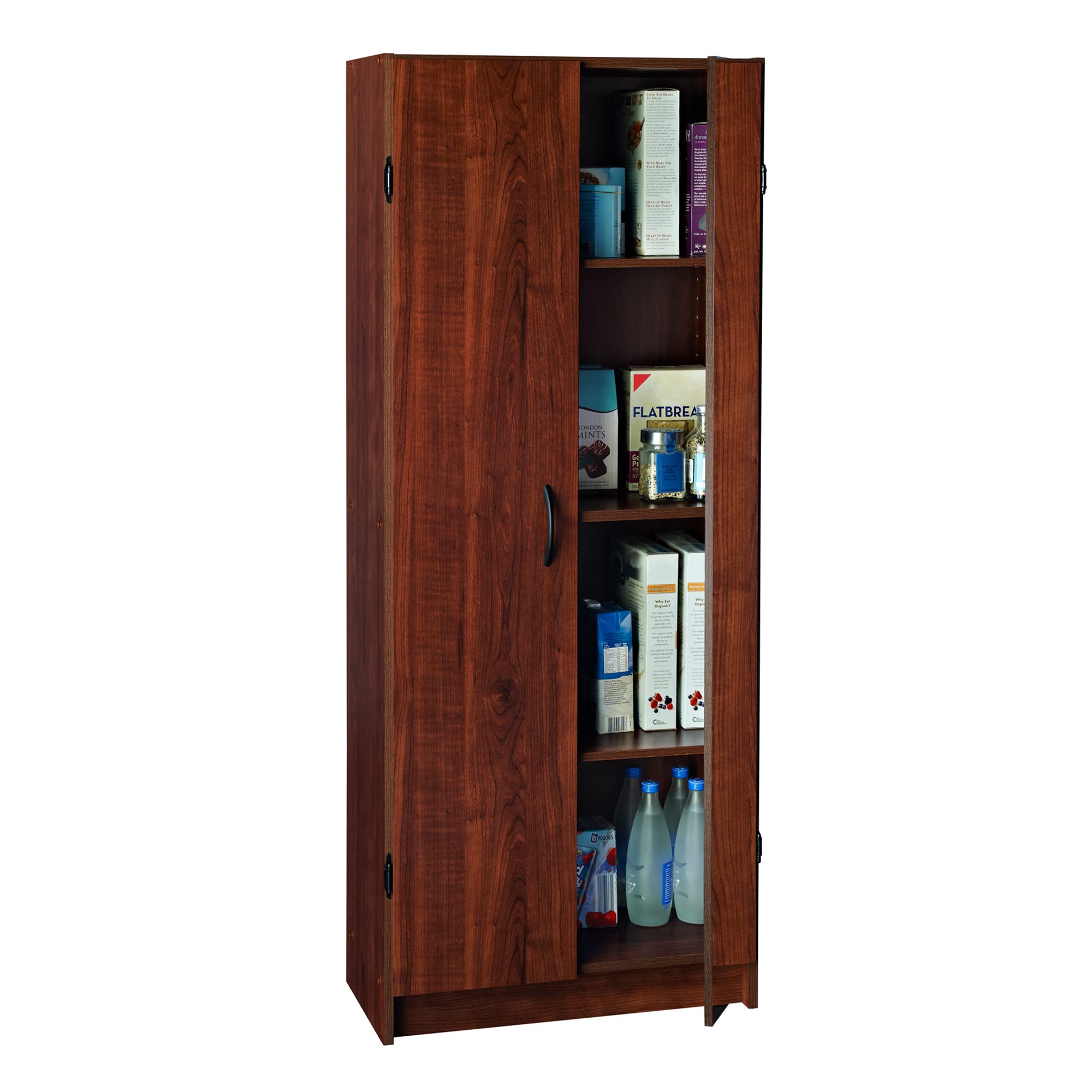 ClosetMaid 2-Door Pantry Cabinet with Adjustable Shelves - Dark Cherry Standing Storage Cupboard for Kitchen, Laundry Room & Utility Room - Perfect for Organizing Dry Food, Cleaning Supplies & Household Essentials