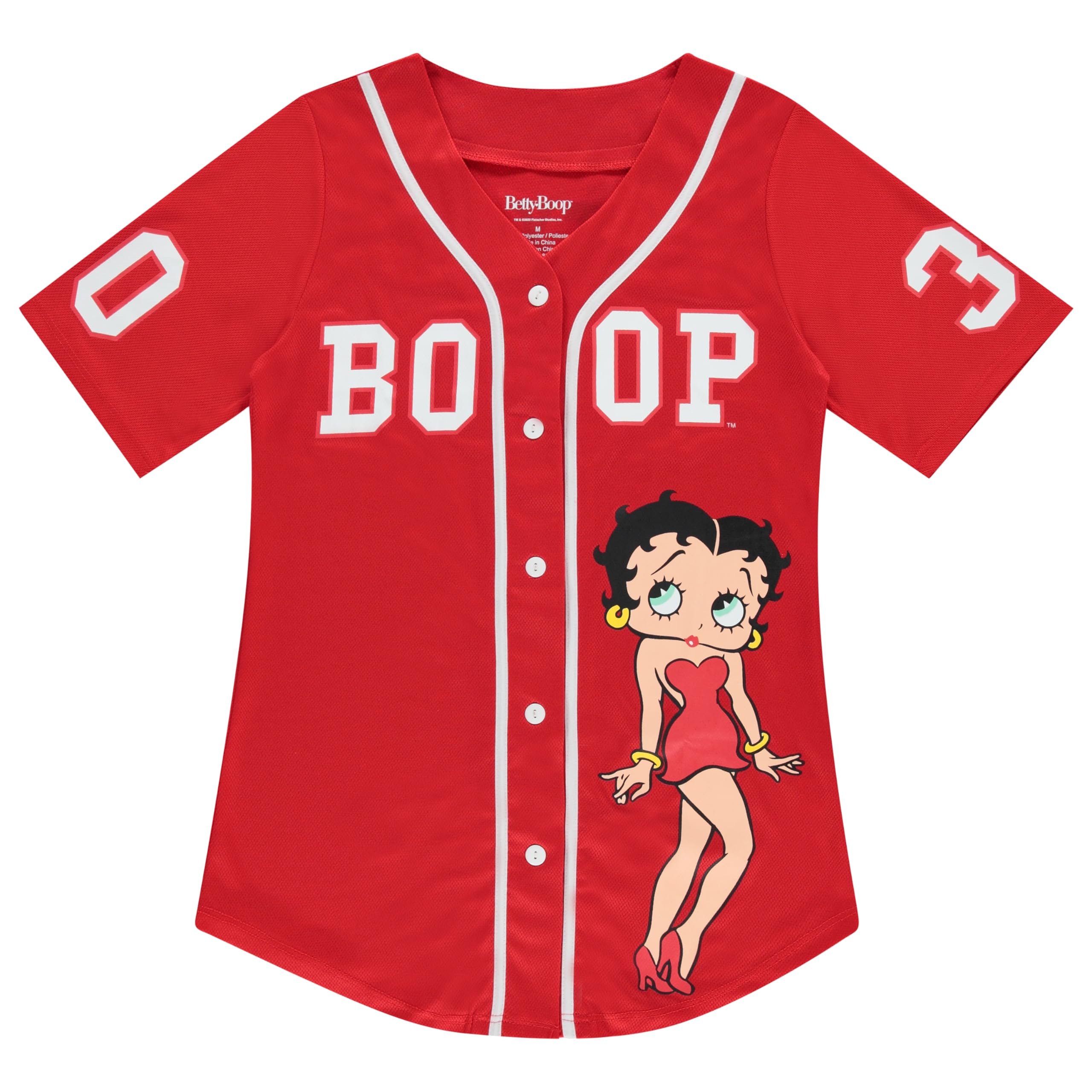 Vintage Betty Boop Ladies Baseball Jersey - Bonnie, Margie & Mae Mesh Button Down Shirt for Women | Retro Fashion, Casual Wear & Costume Parties